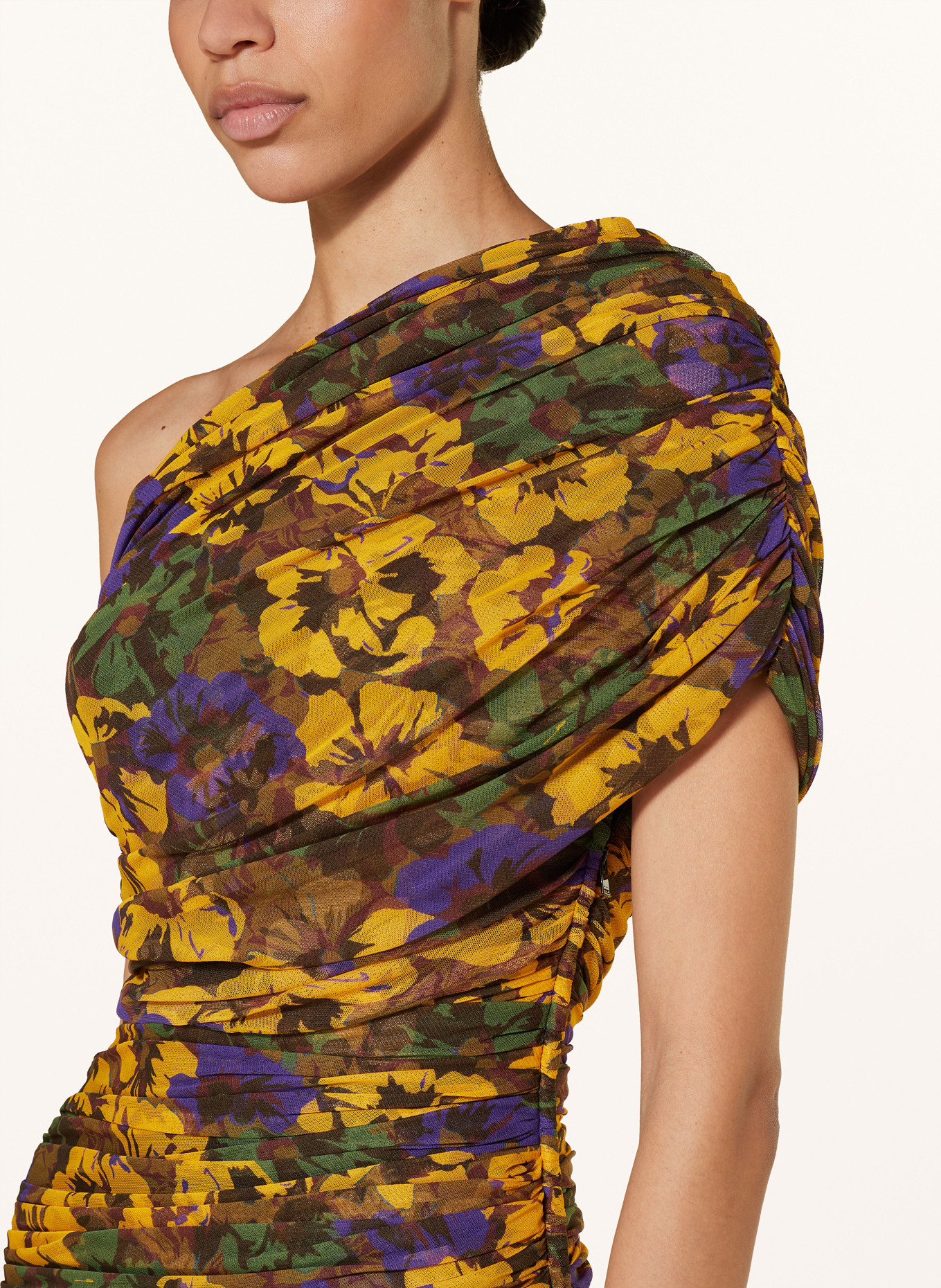 SAINT LAURENT One-Shoulder-Kleid, Farbe: GELB/ LILA/ GRÜN (Bild 4)