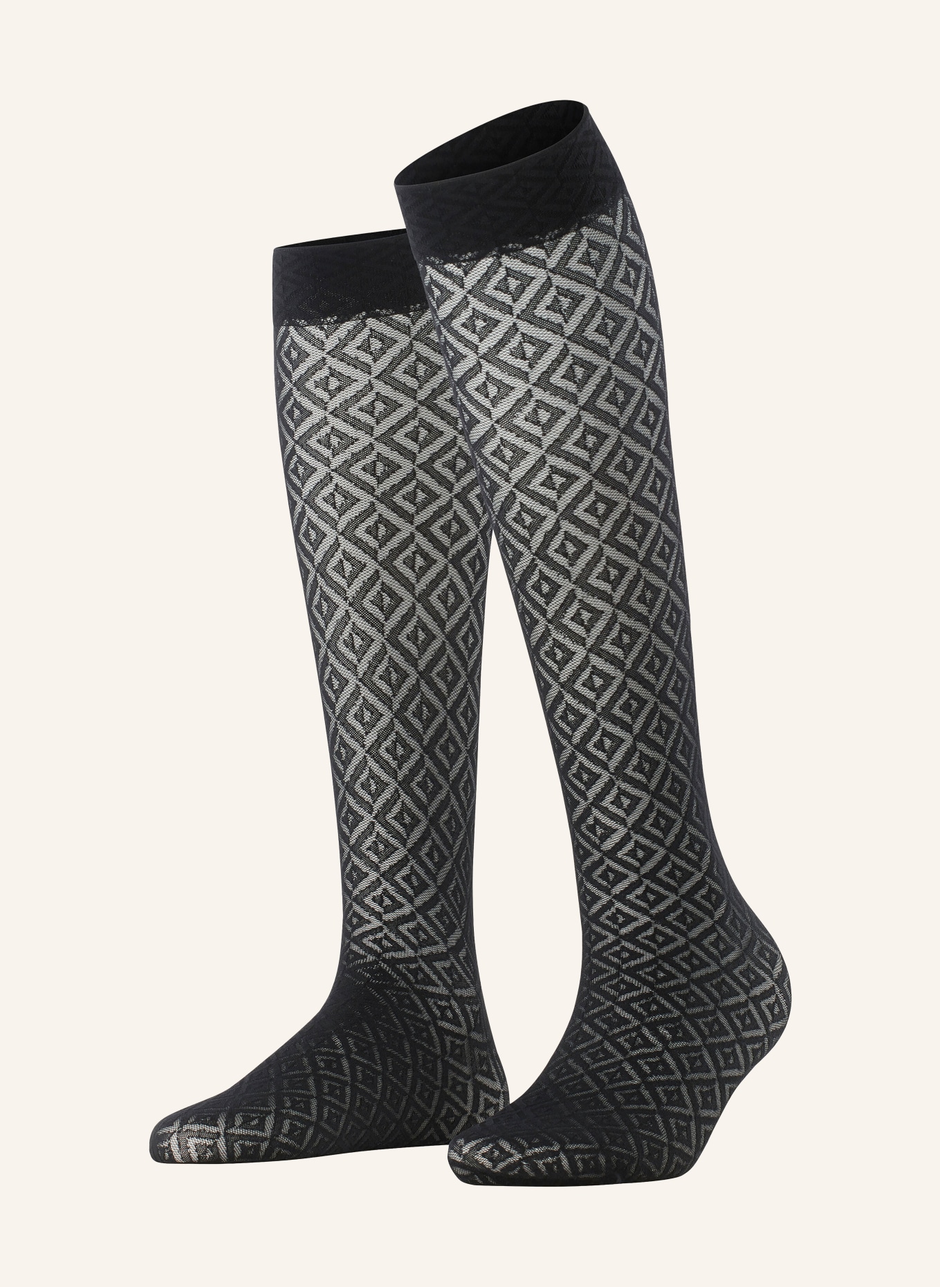 FALKE Fine knee-high stockings TESSELLATING, Color: 3009 BLACK (Image 1)