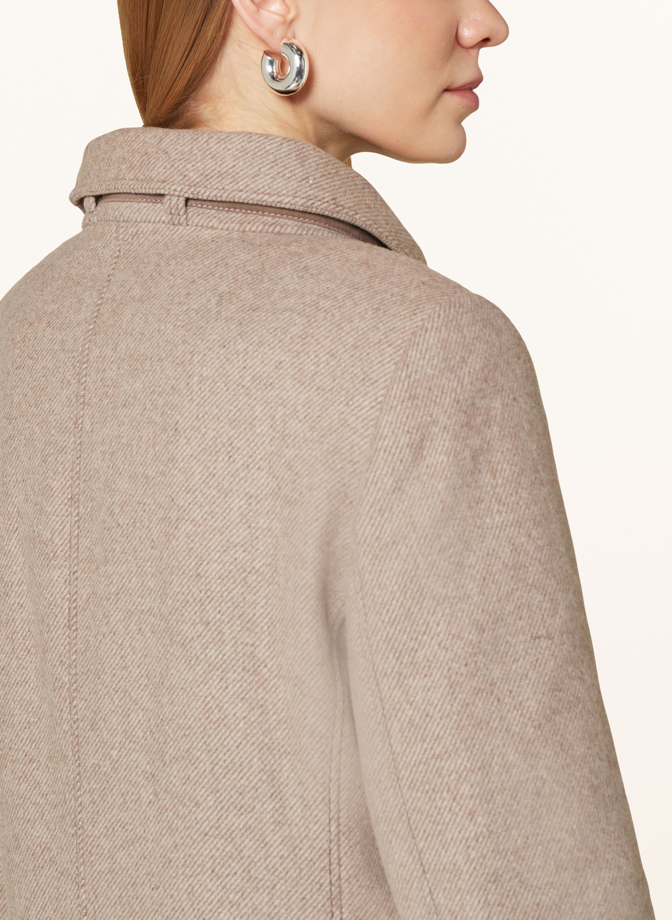 GIL BRET Wollmantel mit abnehmbarem Kunstpelz: BEIGE