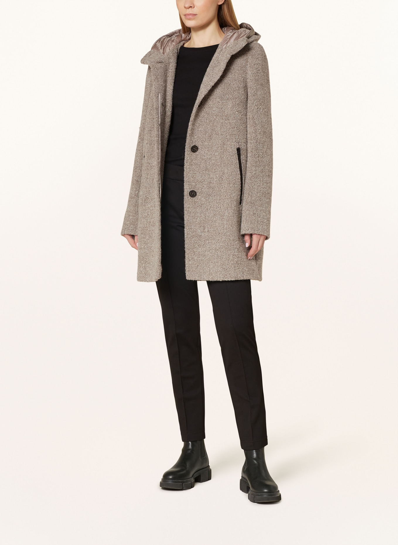 GIL BRET Boucle coat in light brown light gray
