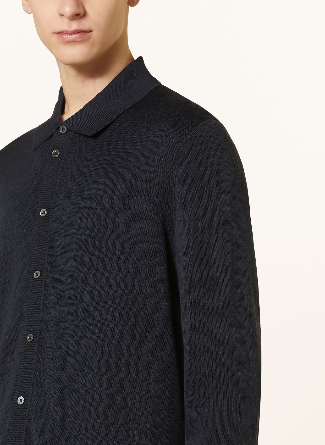 COS Knit shirt regular fit with silk, Color: DARK BLUE (Image 4)