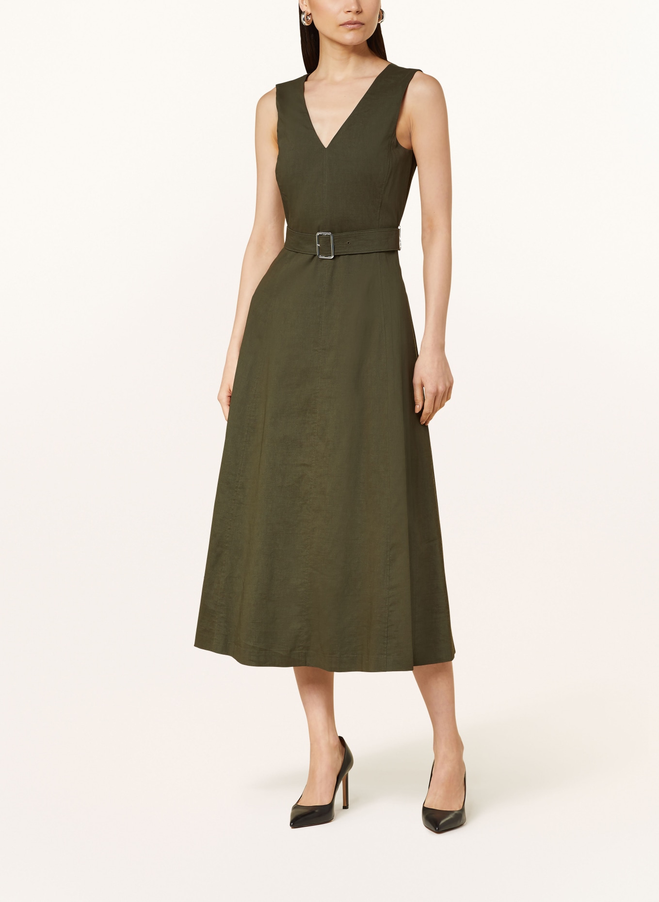Theory Dress with linen, Color: OLIVE (Image 2)