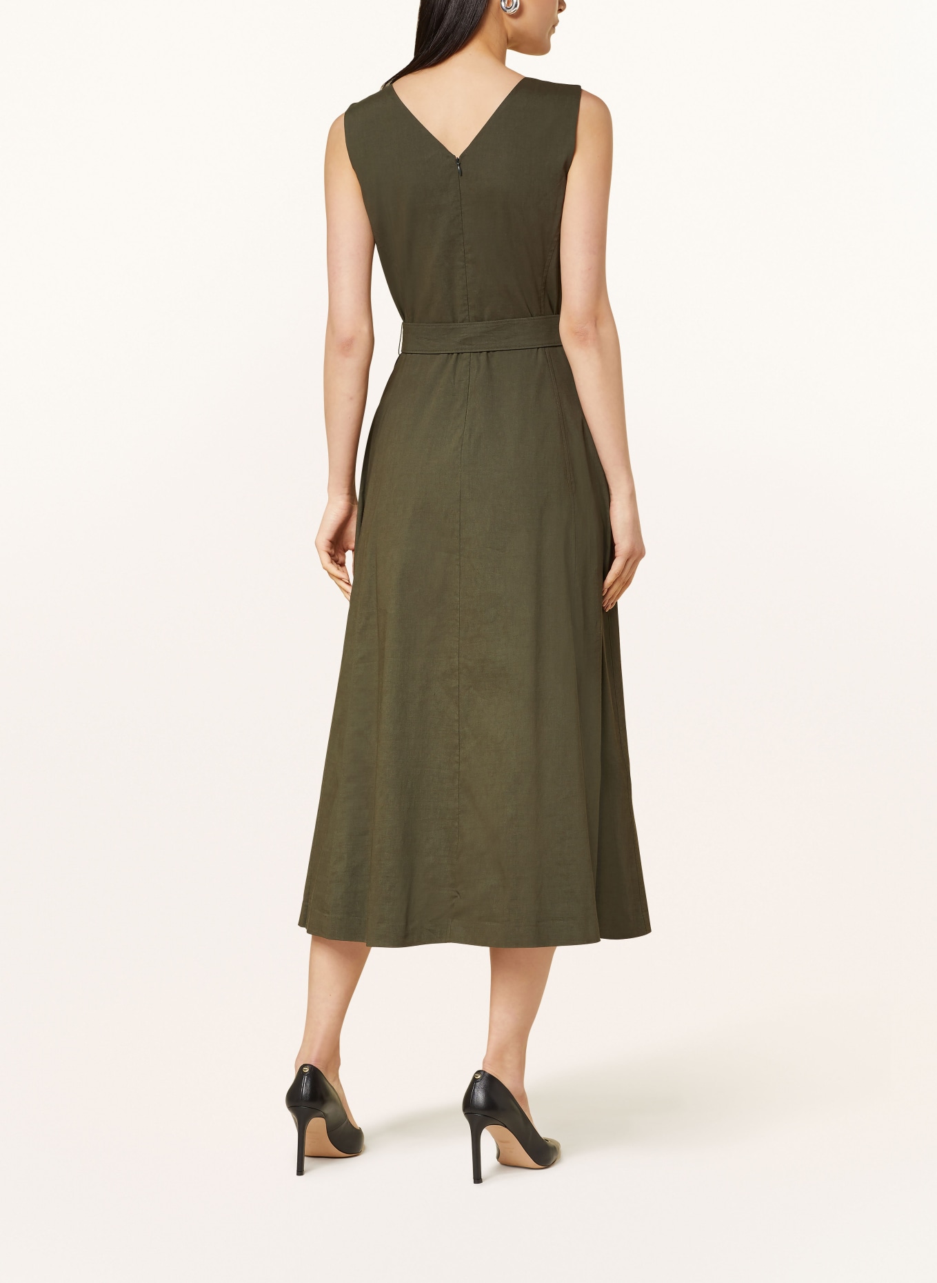 Theory Dress with linen, Color: OLIVE (Image 3)