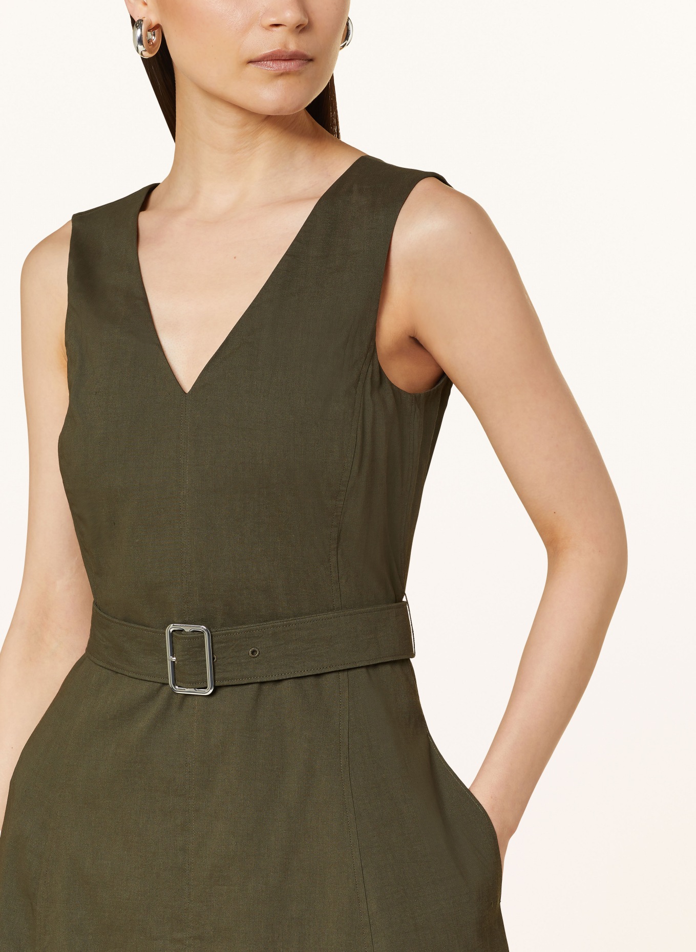 Theory Dress with linen, Color: OLIVE (Image 4)