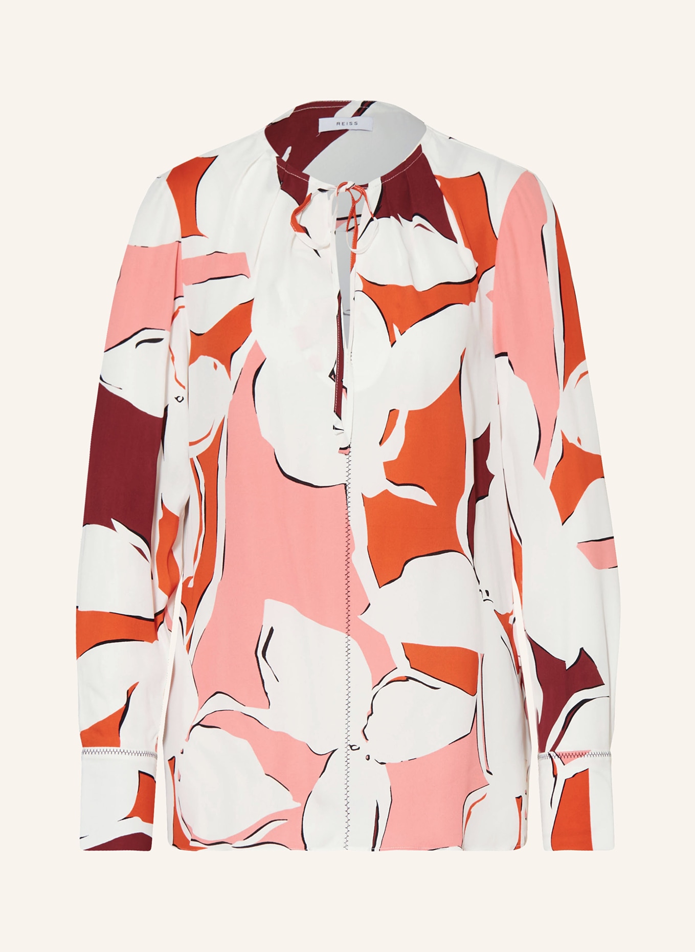 REISS Shirt blouse TESS, Color: CREAM/ RED/ PINK (Image 1)