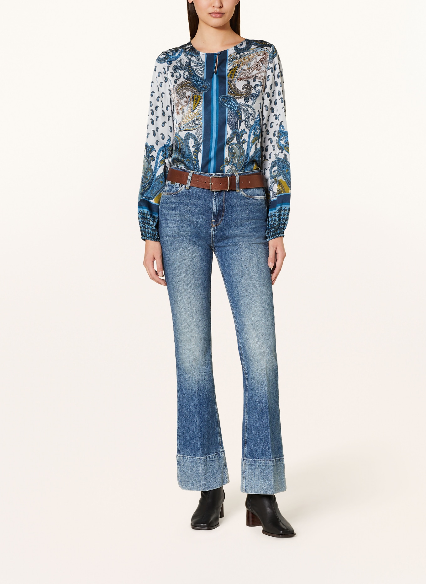 CATNOIR Blouse van satijn: LICHTGRIJS / BLAUW / DONKERBLAUW