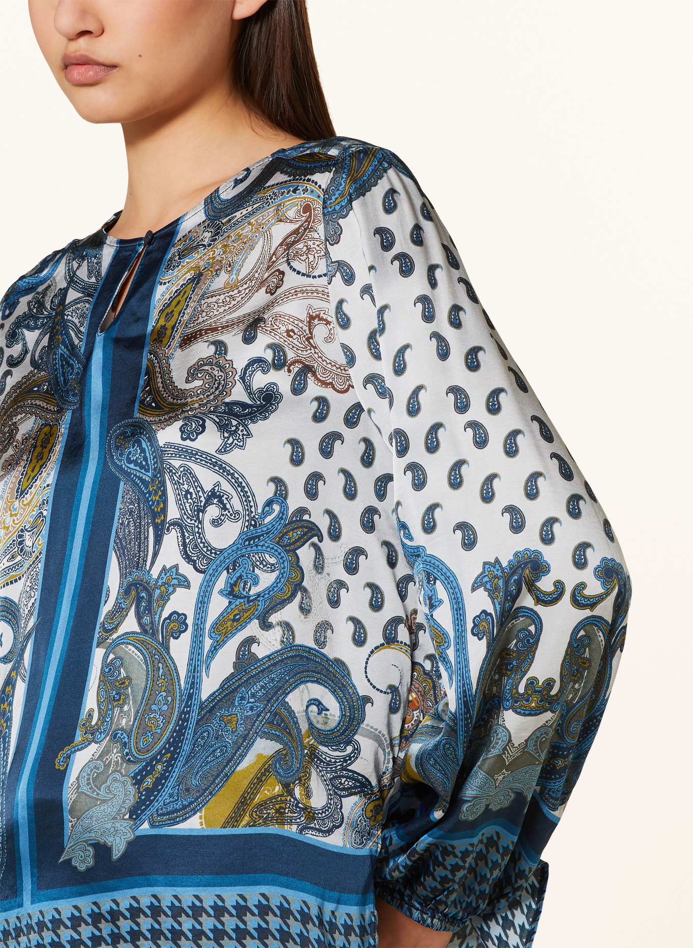 CATNOIR Blouse van satijn: LICHTGRIJS / BLAUW / DONKERBLAUW