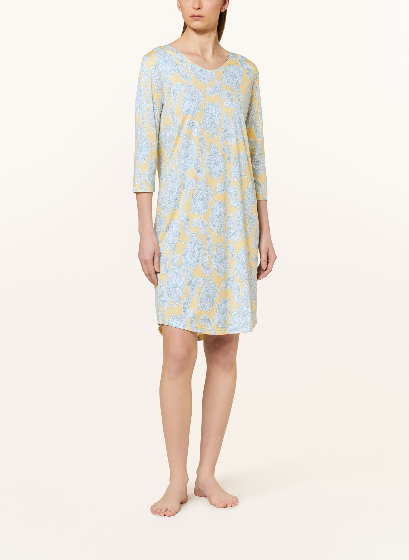 mey Nightgown series TAIS with 3/4 sleeves, Color: YELLOW/ LIGHT BLUE/ WHITE (Image 2)