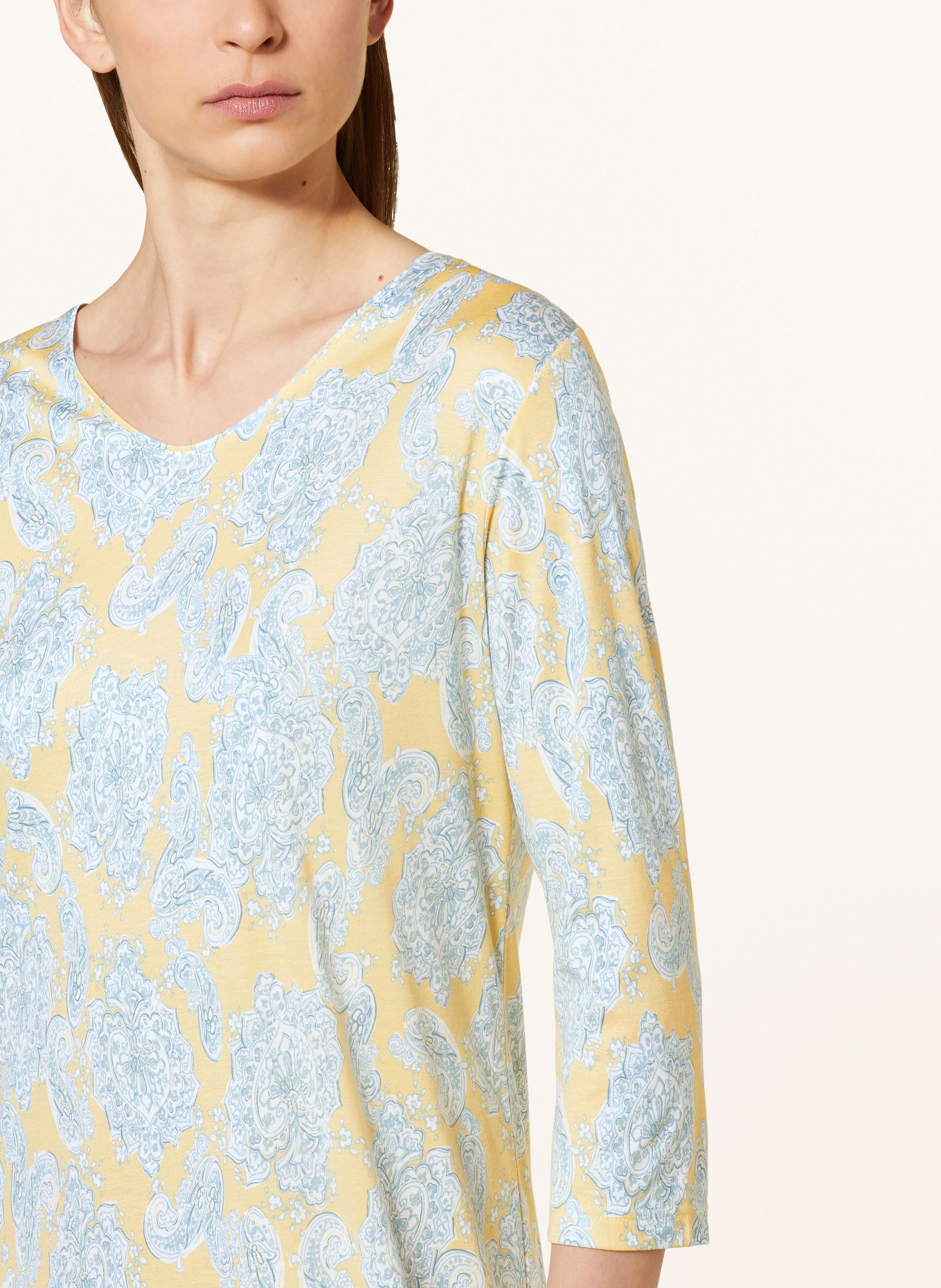 mey Nightgown series TAIS with 3/4 sleeves, Color: YELLOW/ LIGHT BLUE/ WHITE (Image 4)