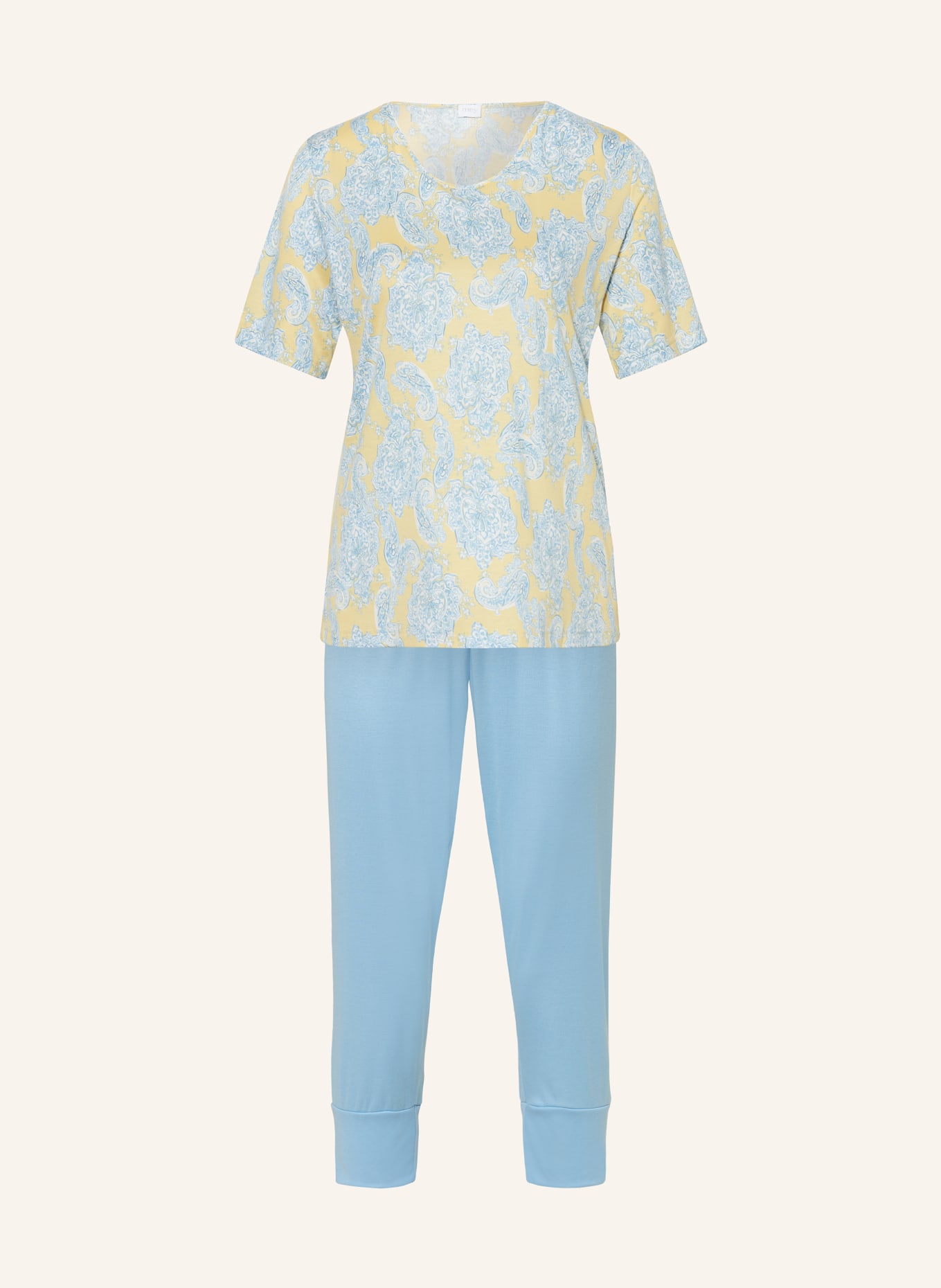 mey 3/4 pajamas TAIS series, Color: LIGHT BLUE/ YELLOW (Image 1)