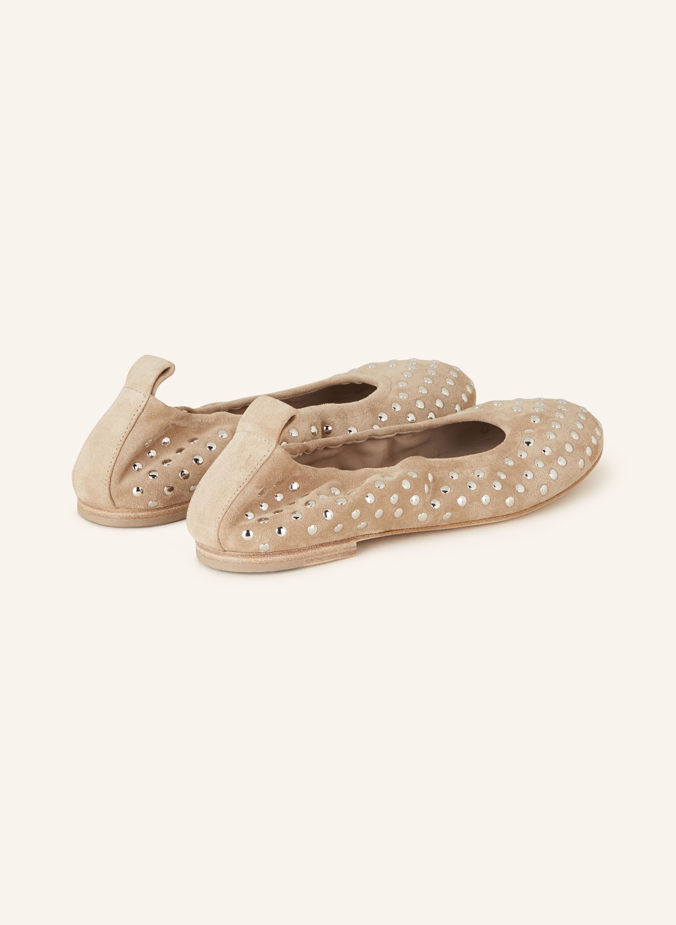 KENNEL & SCHMENGER Ballet Flats NELLY with rivets, Color: BEIGE/ SILVER (Image 2)