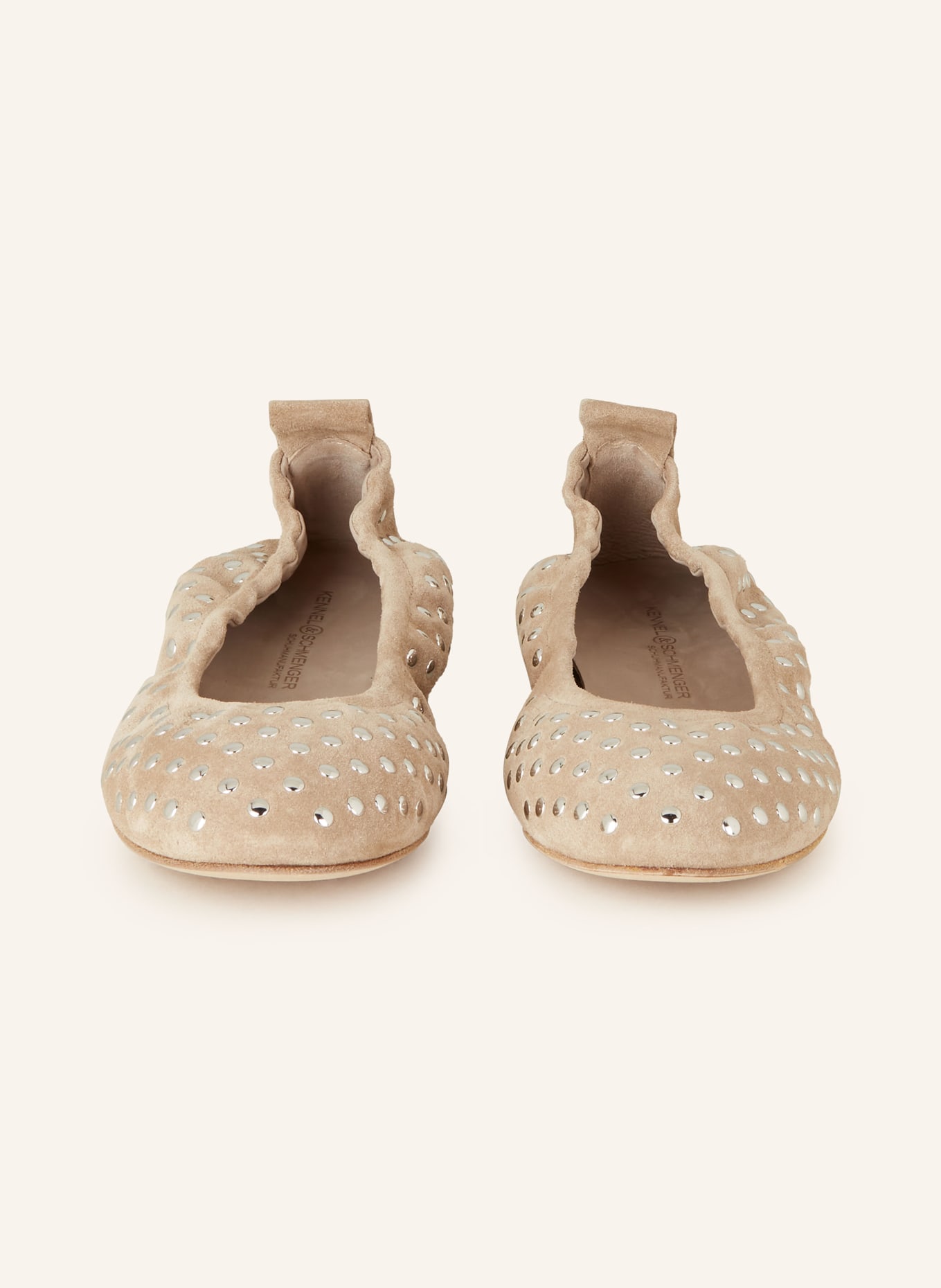 KENNEL & SCHMENGER Ballet Flats NELLY with rivets, Color: BEIGE/ SILVER (Image 3)