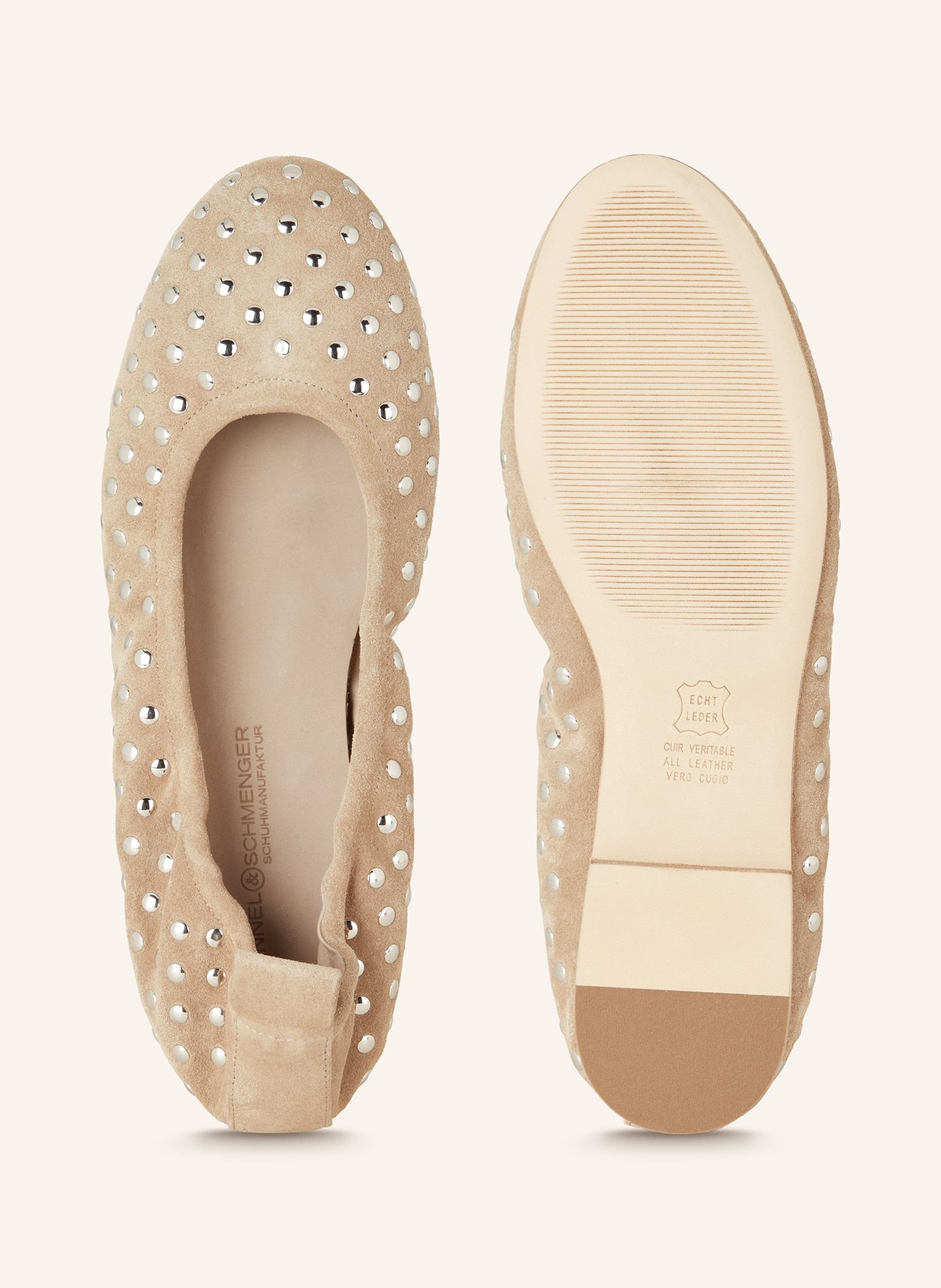 KENNEL & SCHMENGER Ballet Flats NELLY with rivets, Color: BEIGE/ SILVER (Image 5)