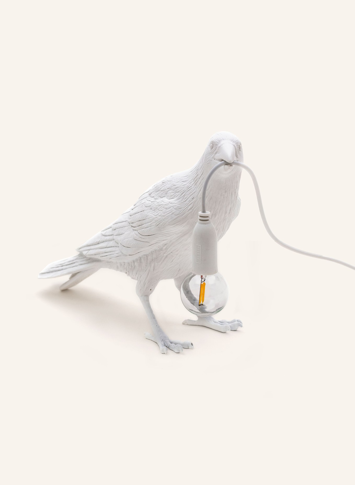SELETTI Tischleuchte BIRD WAITING: WEISS