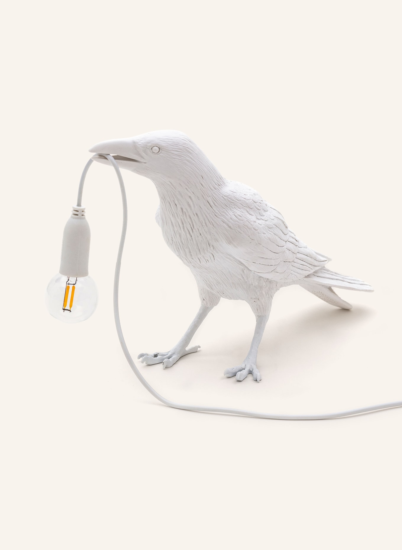 SELETTI Tischleuchte BIRD WAITING: WEISS