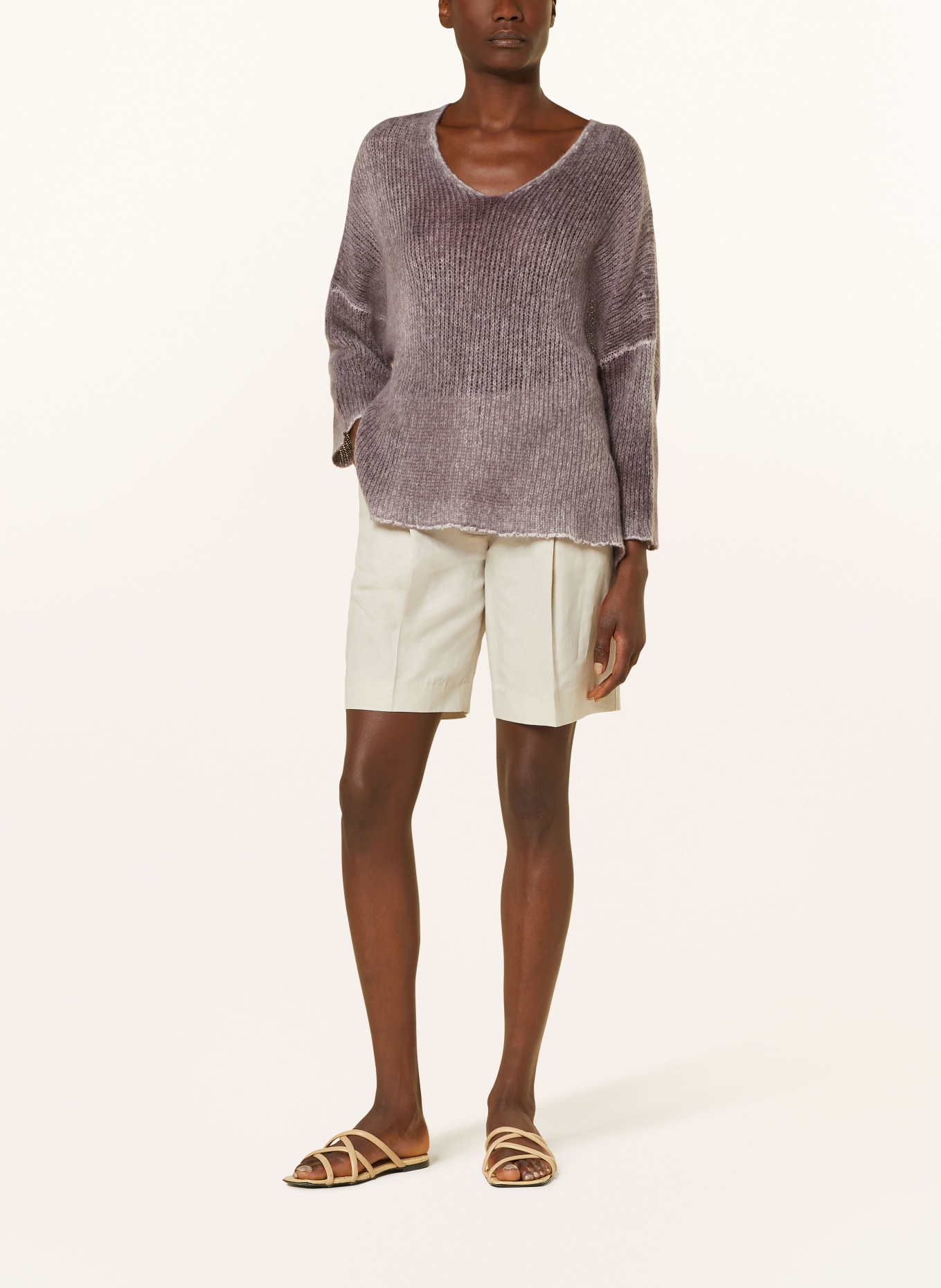 AVANT TOI Sweter oversize z kaszmiru, Kolor: FIOLETOWY/ KREMOWY (Obrazek 2)