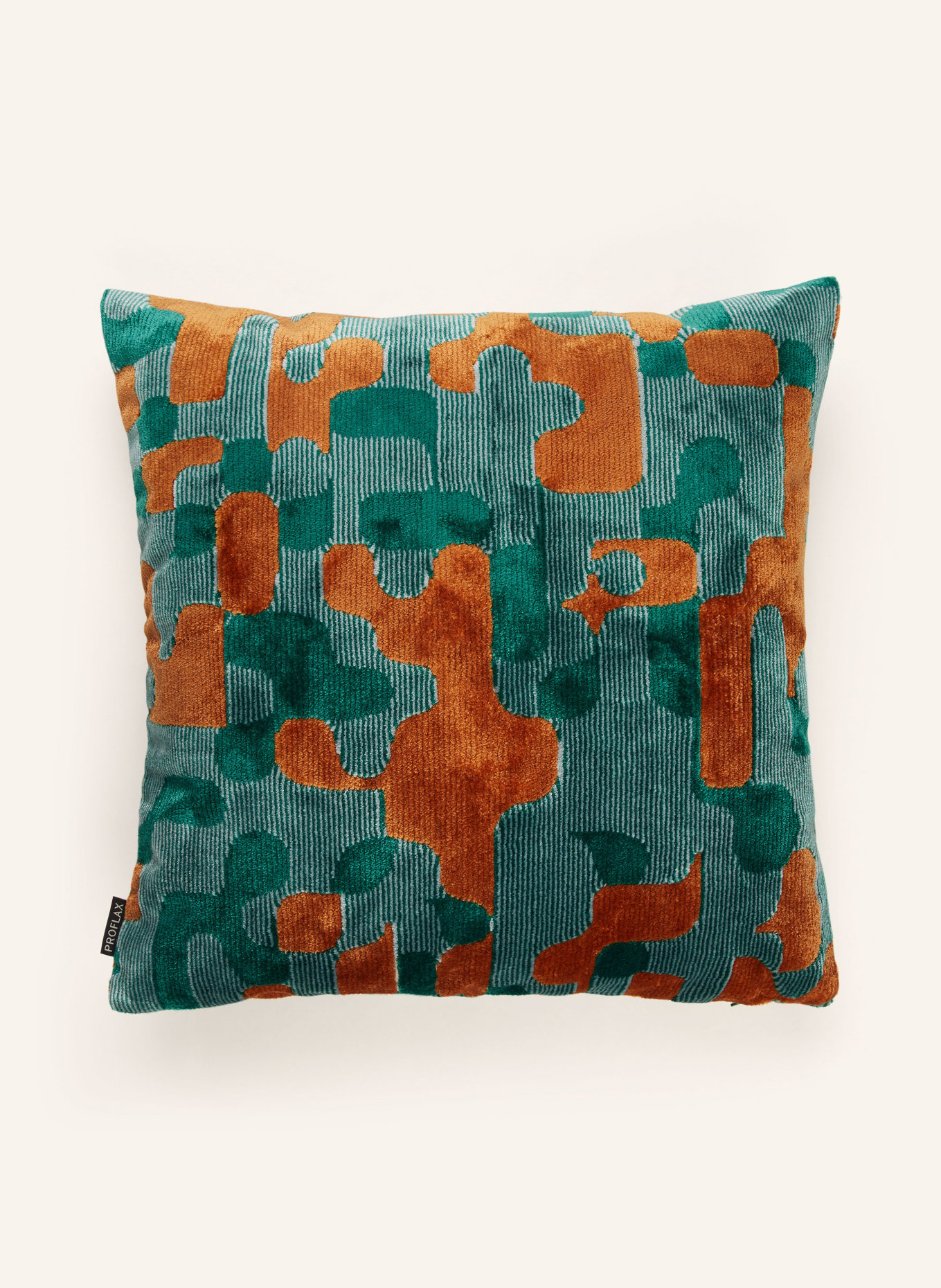 PROFLAX Decorative cushions made of velvet, Color: GREEN/ DARK ORANGE (Image 2)
