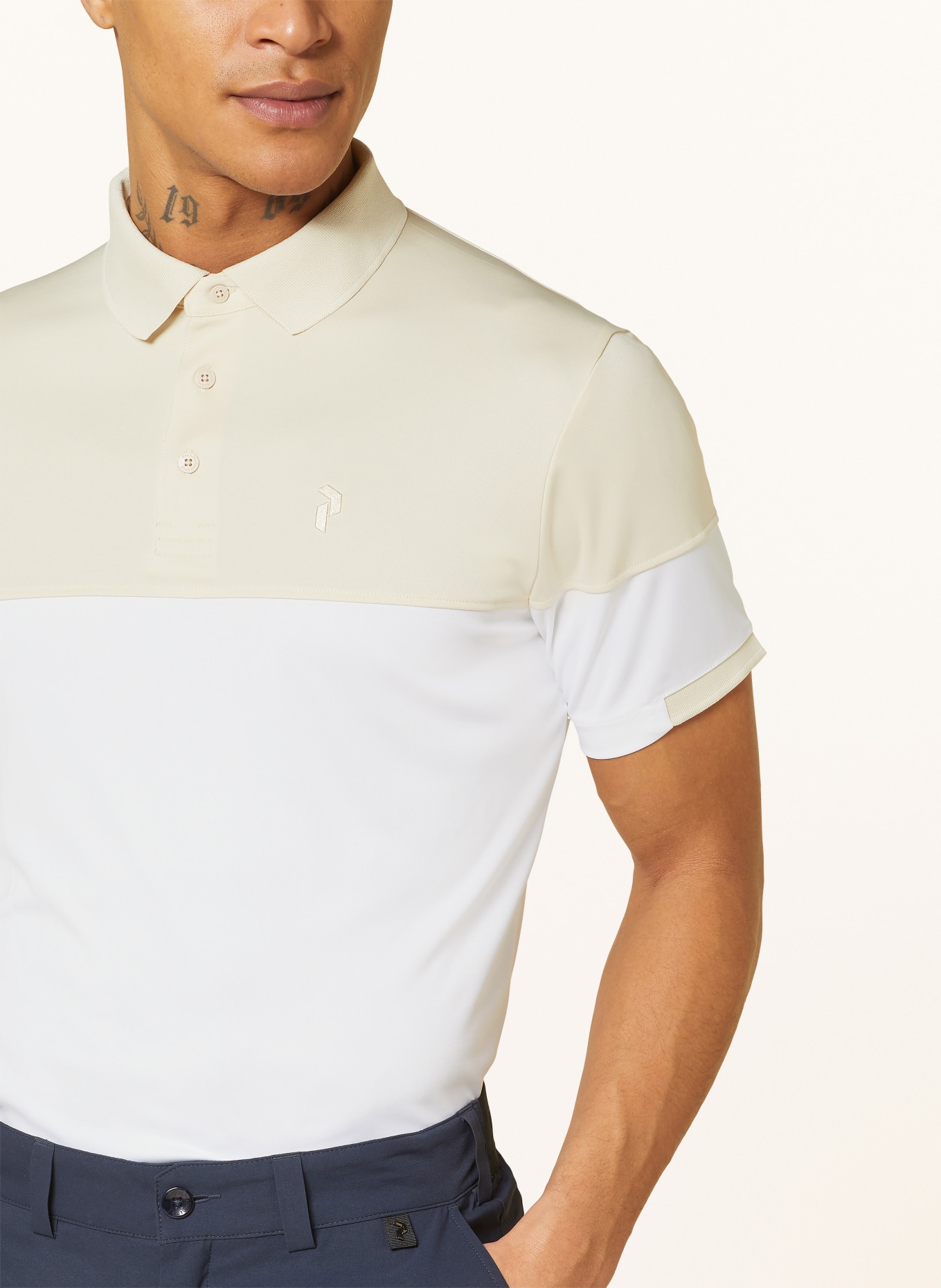 Peak Performance Jersey polo shirt BLOCK, Color: WHITE/ BEIGE (Image 4)