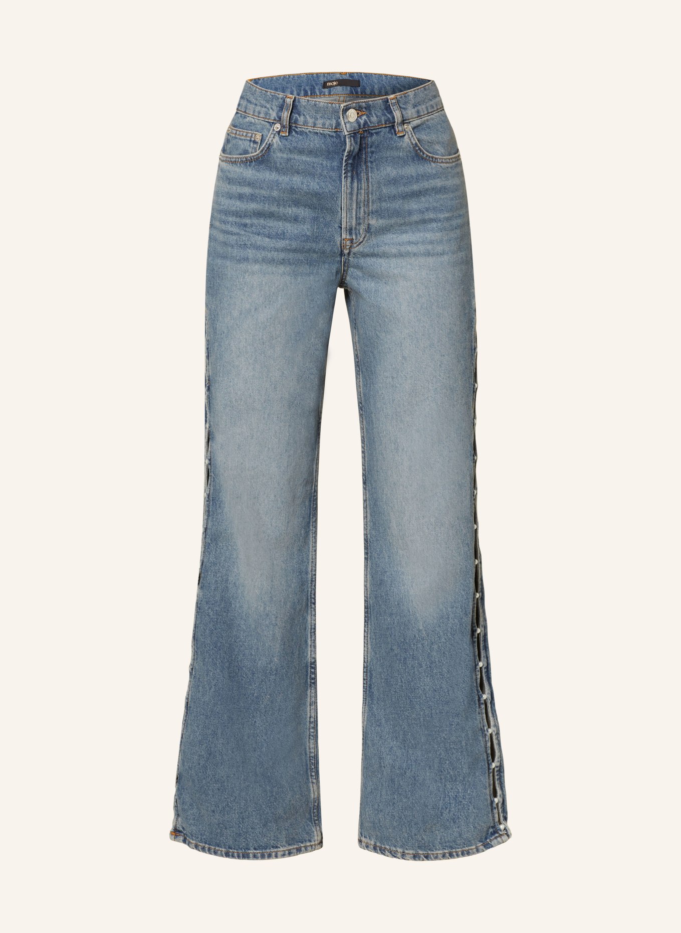 maje Straight Jeans mit Schmuckperlen, Farbe: 0201 BLUE (Bild 1)