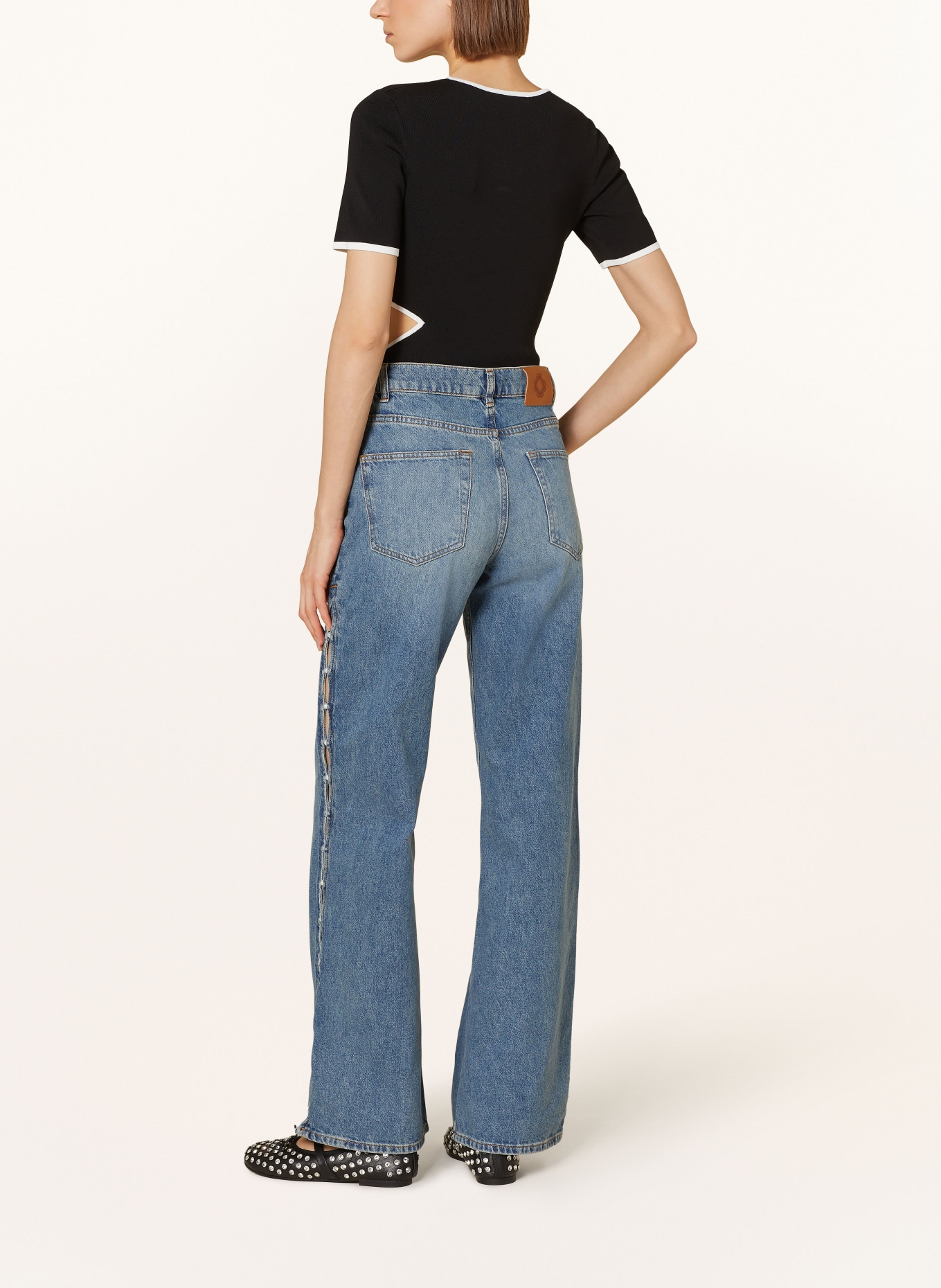 maje Straight Jeans mit Schmuckperlen, Farbe: 0201 BLUE (Bild 3)