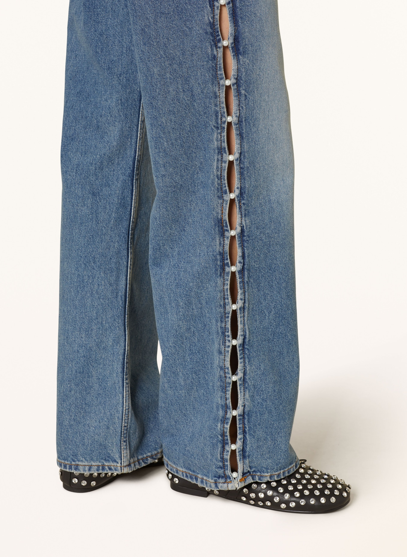 maje Jeansy straight z ozdobnymi perełkami, Kolor: 0201 BLUE (Obrazek 5)