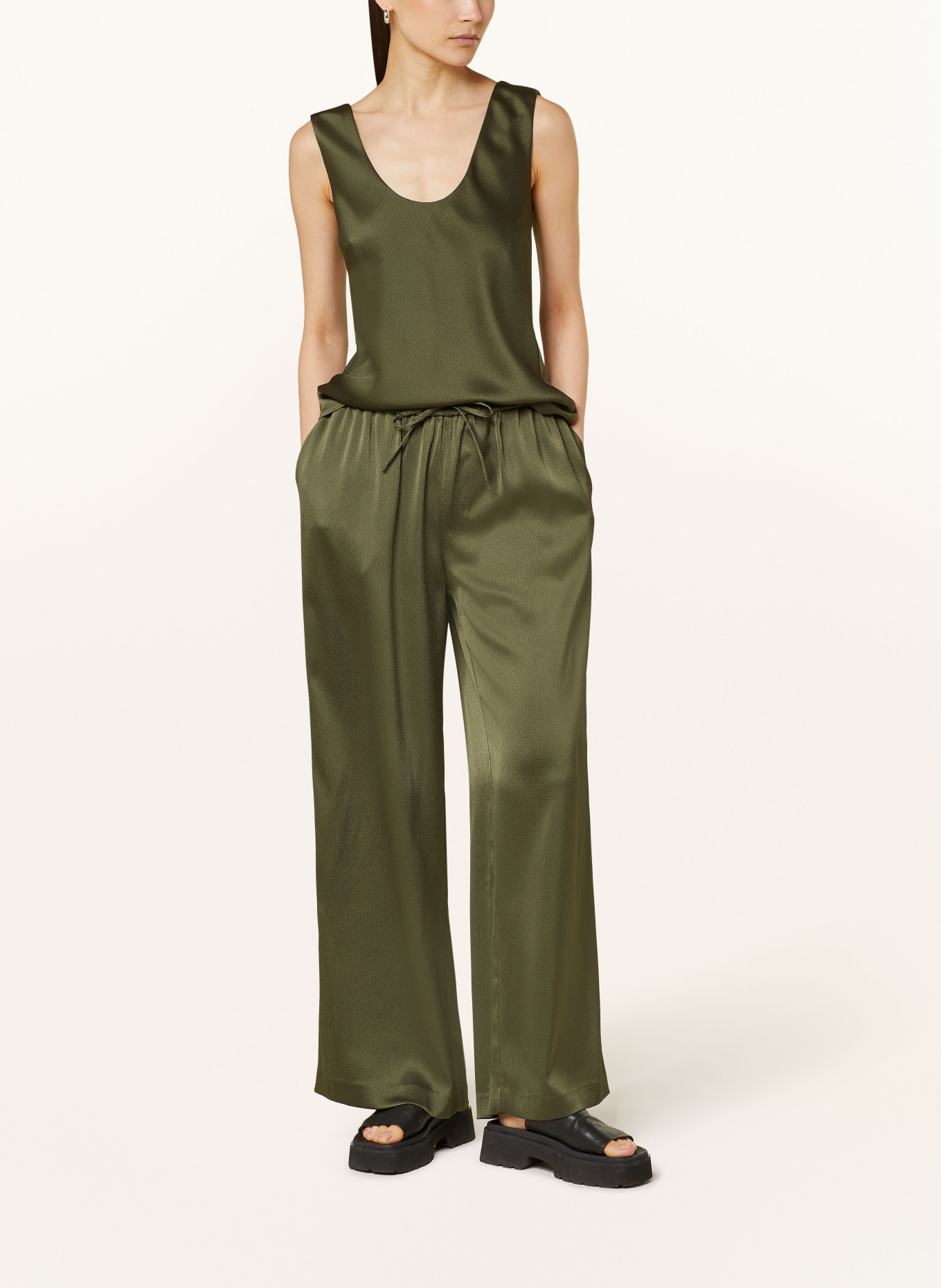 SAMSØE  SAMSØE Wide leg trousers SAHELENA in satin, Color: DARK GREEN (Image 2)