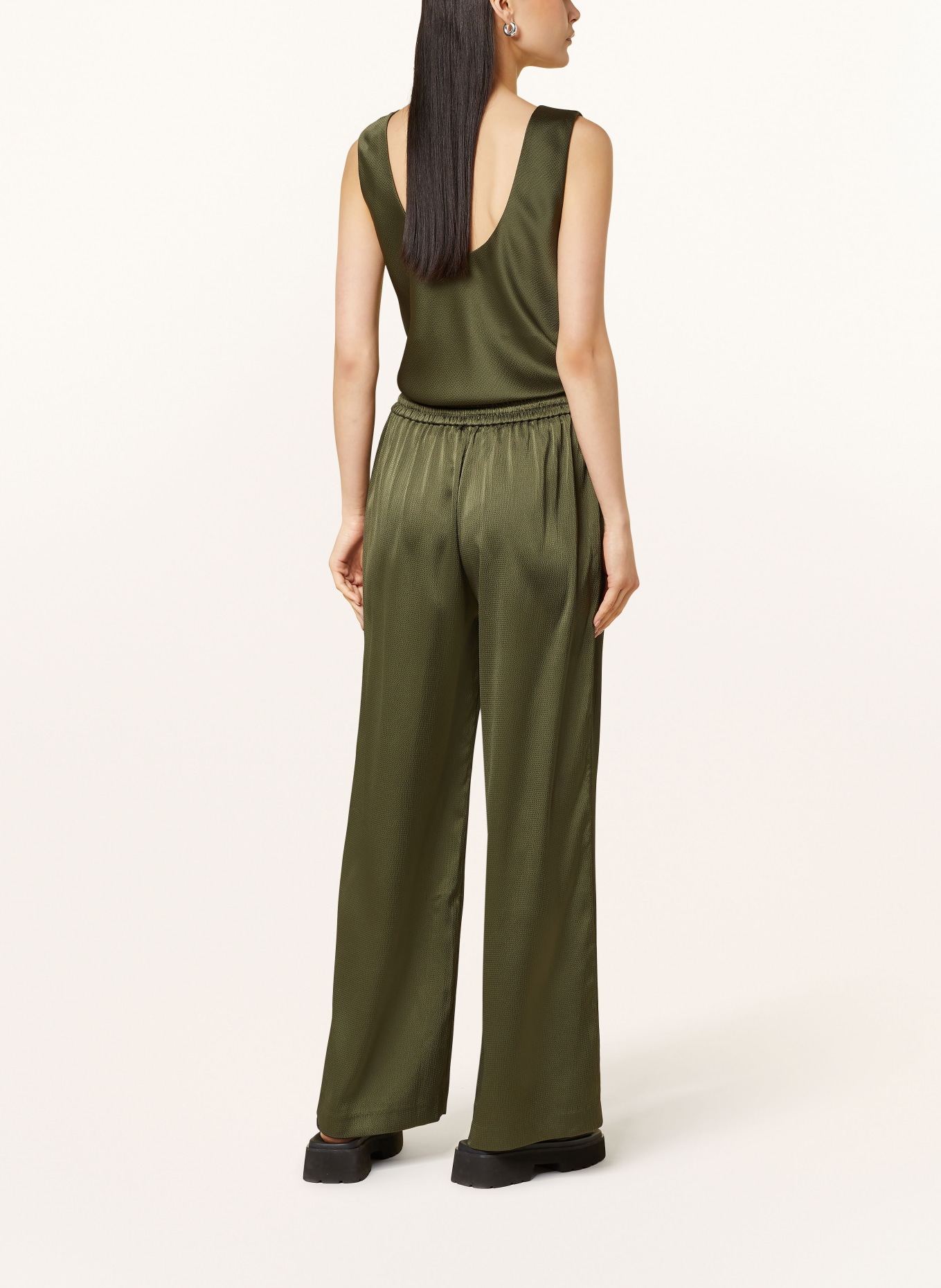 SAMSØE  SAMSØE Wide leg trousers SAHELENA in satin, Color: DARK GREEN (Image 3)