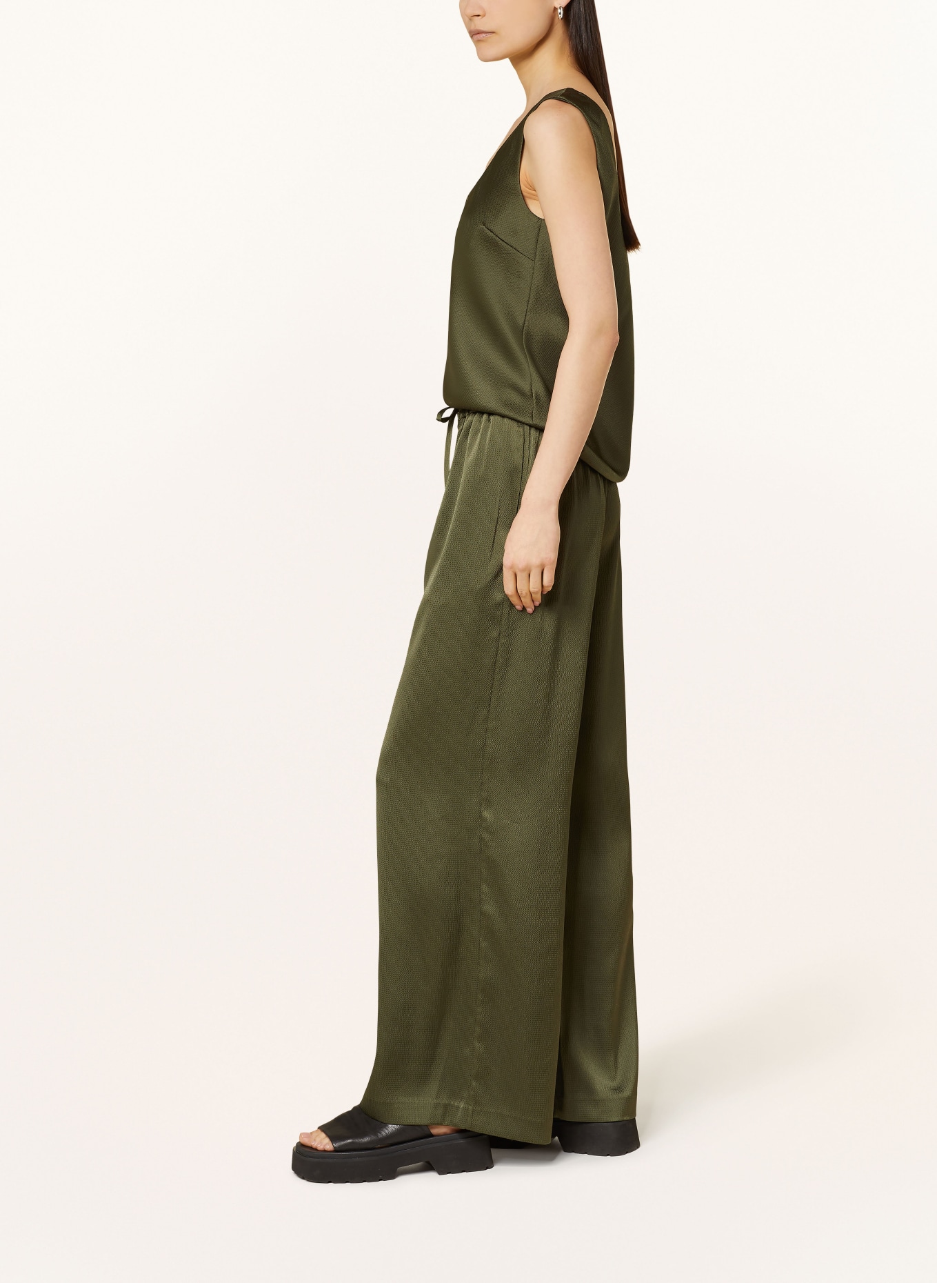 SAMSØE  SAMSØE Wide leg trousers SAHELENA in satin, Color: DARK GREEN (Image 4)