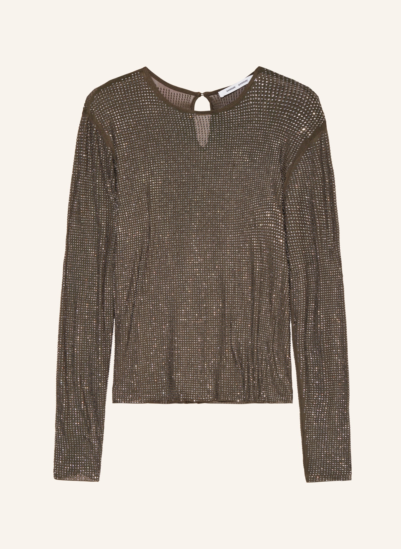 SAMSØE  SAMSØE Longsleeve SAMAGDA mit Schmucksteinen: OLIV