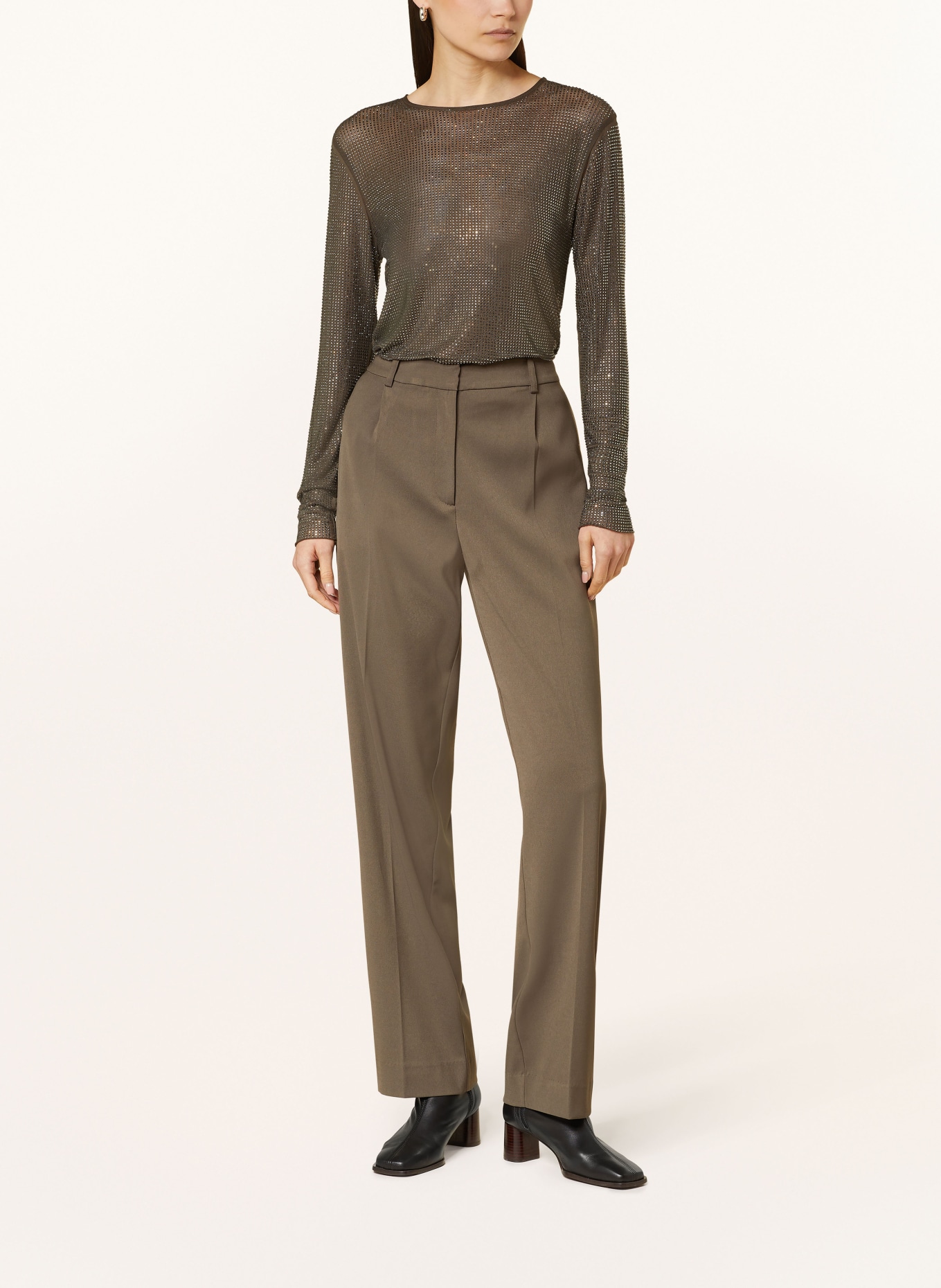 SAMSØE  SAMSØE Longsleeve SAMAGDA mit Schmucksteinen: OLIV