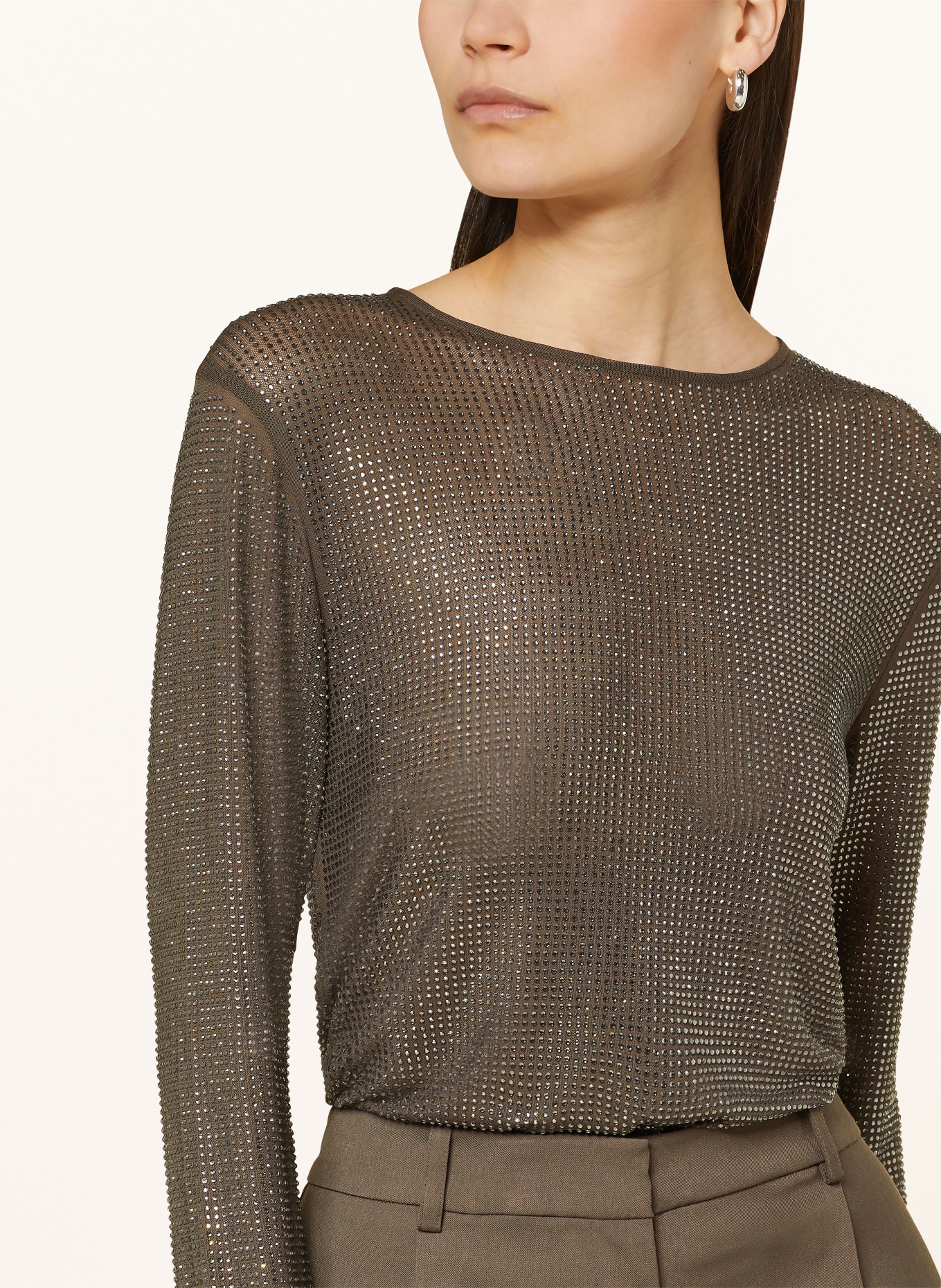 SAMSØE  SAMSØE Longsleeve SAMAGDA mit Schmucksteinen: OLIV