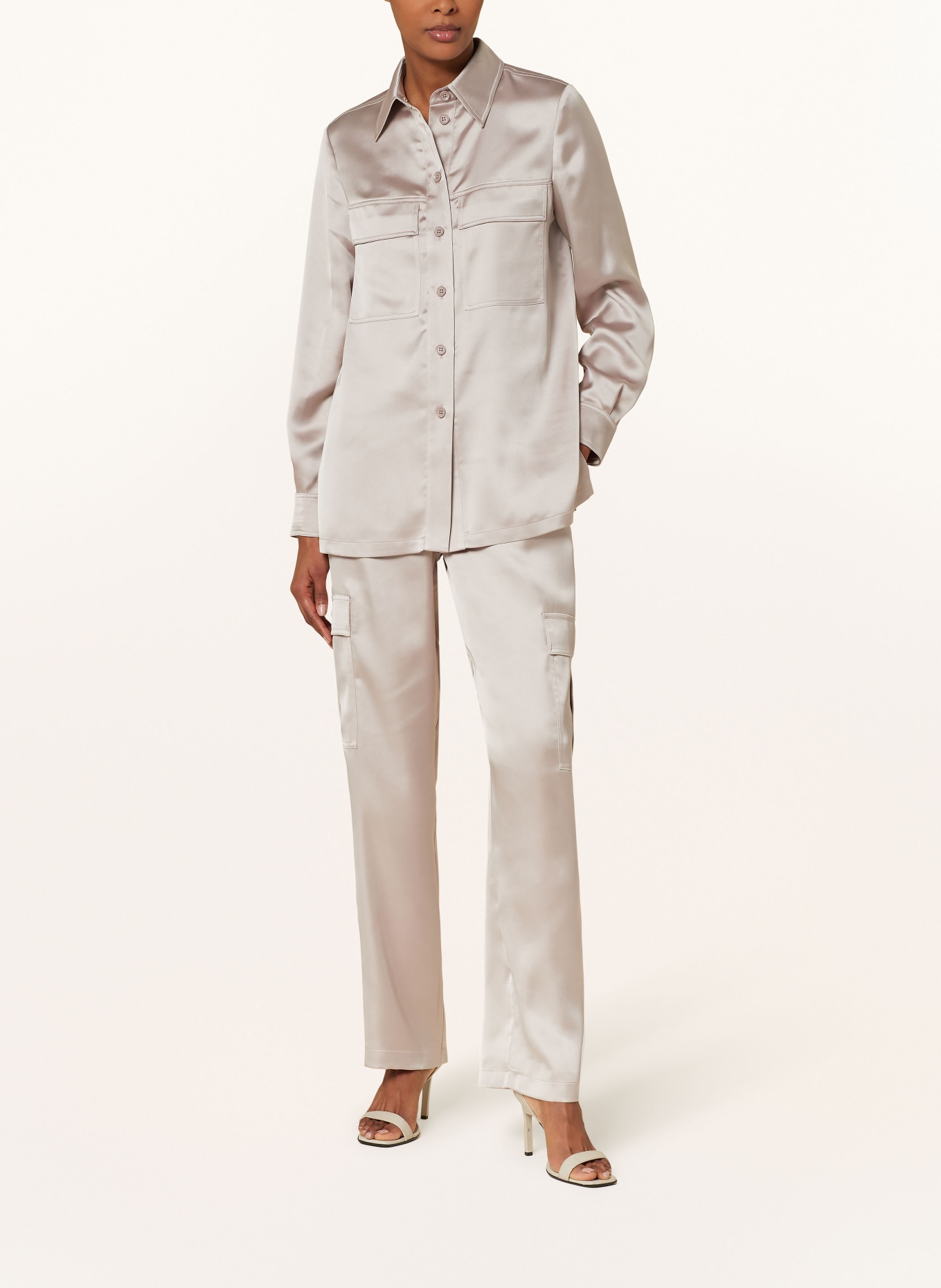 MARC AUREL Satin shirt blouse, Color: TAUPE (Image 2)