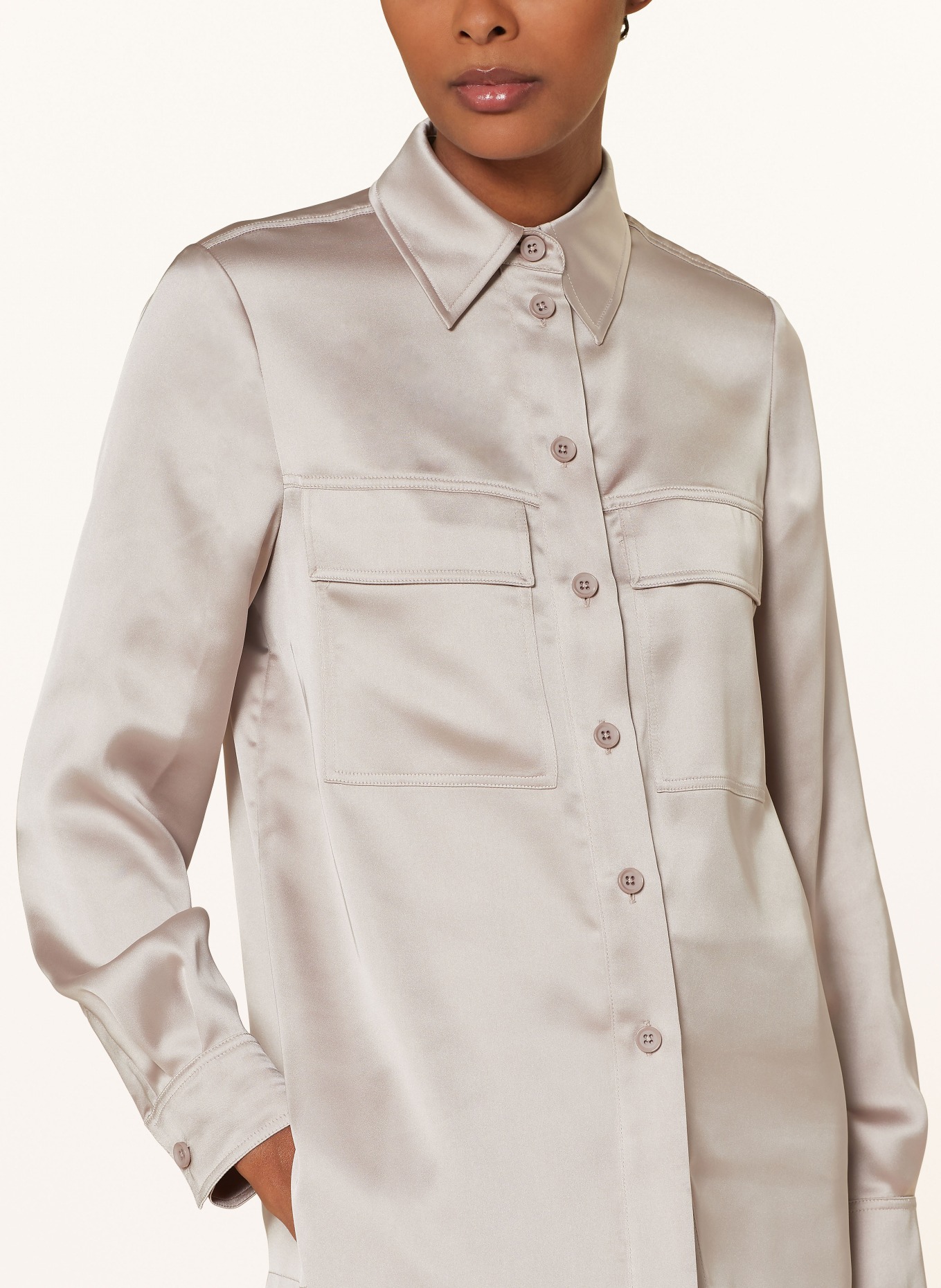 MARC AUREL Satin shirt blouse, Color: TAUPE (Image 4)