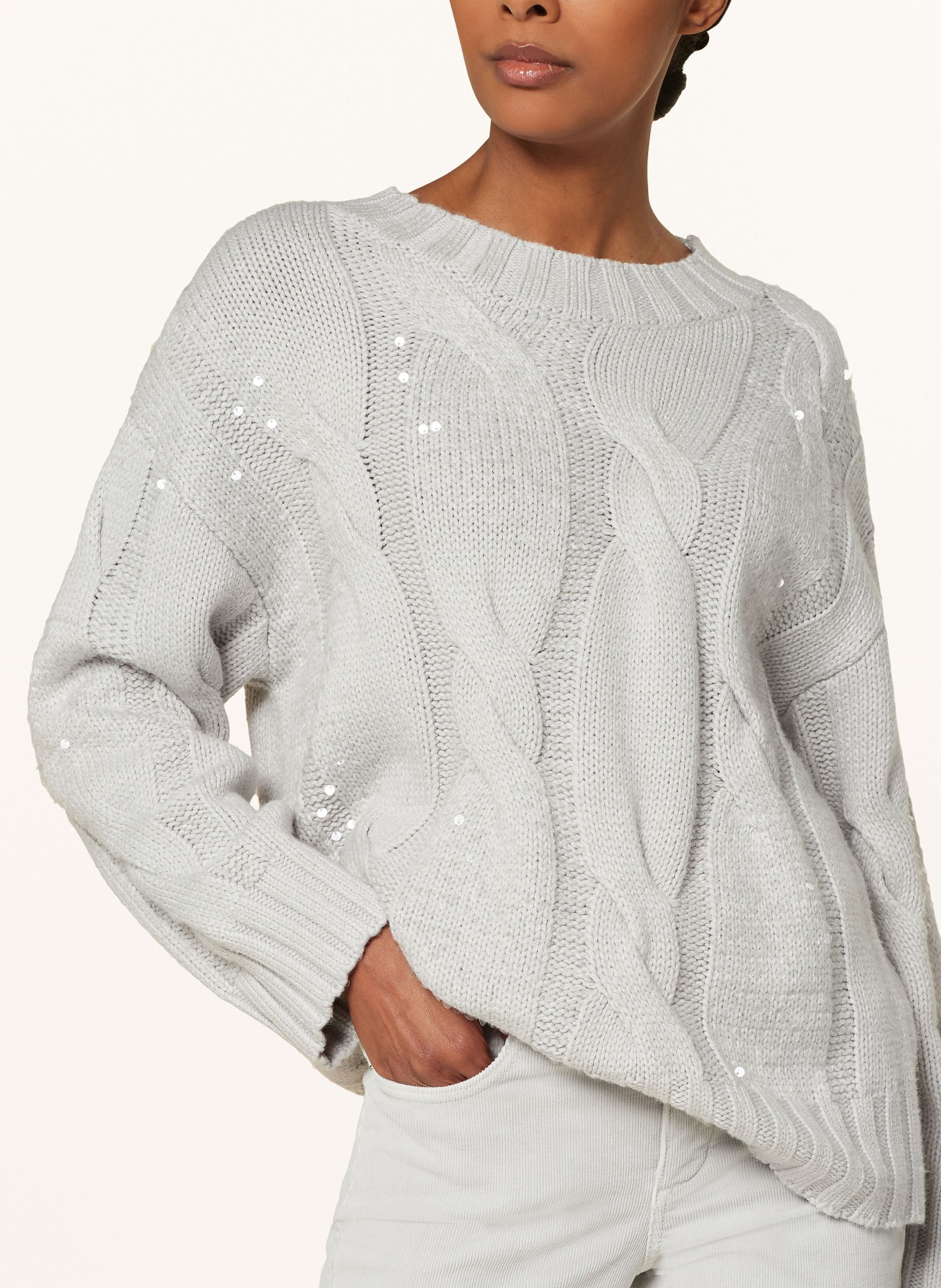 MARC AUREL Pullover mit Pailletten: GRAU