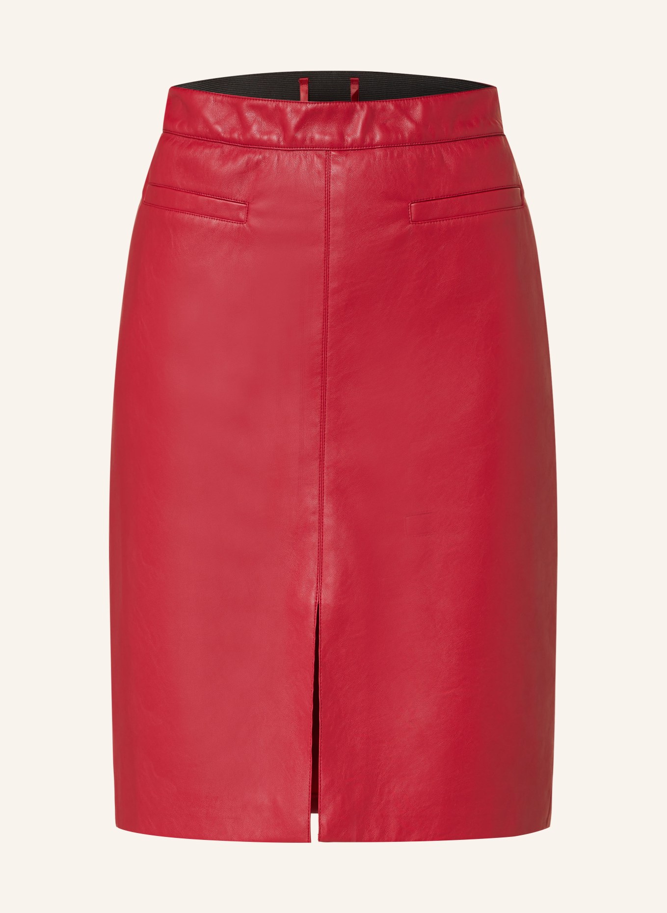 Red faux leather skirt top