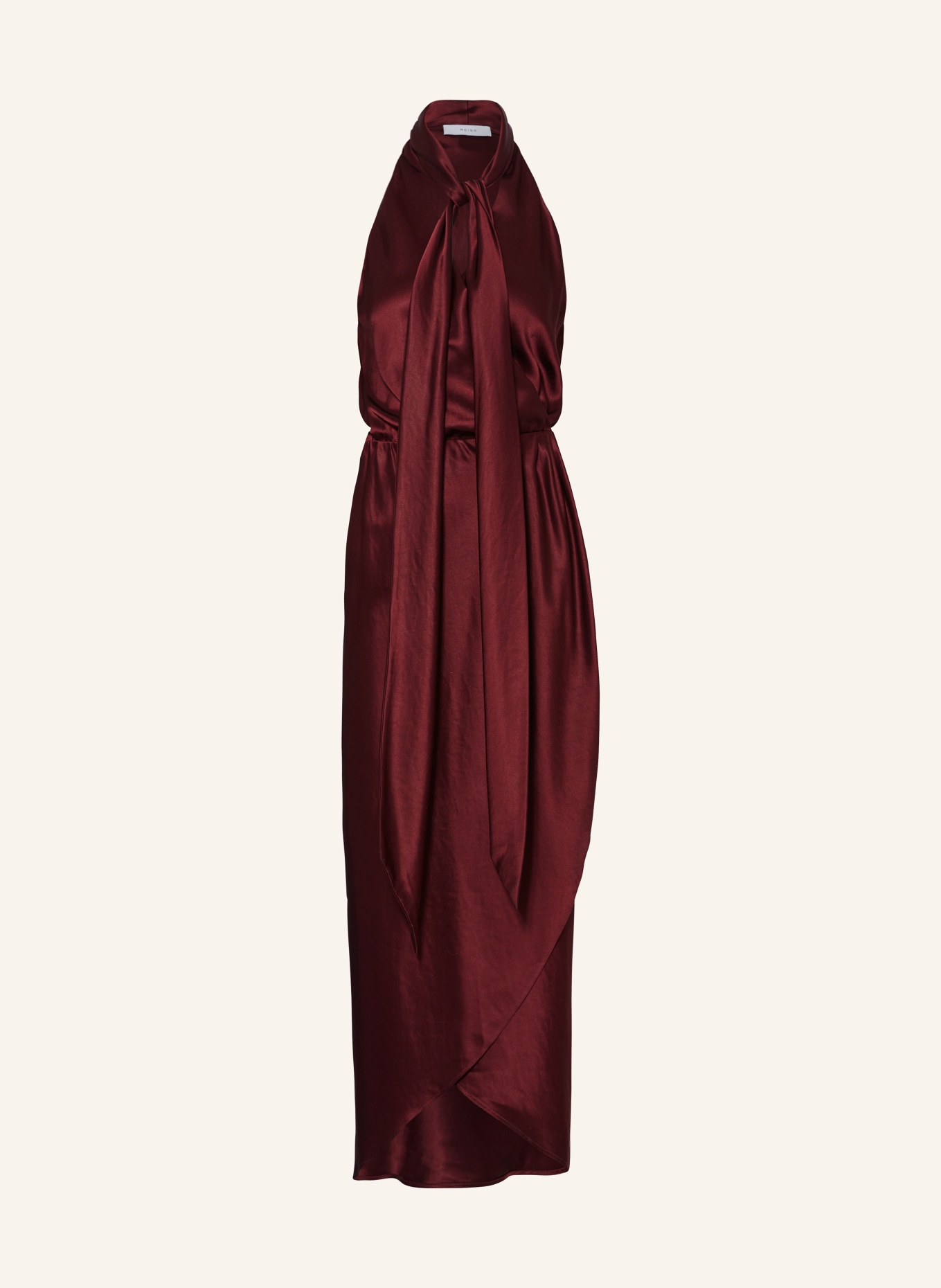 REISS Šaty s vázačkou TAYLA ze saténu, Barva: 64 BURGUNDY (Obrázek 1)