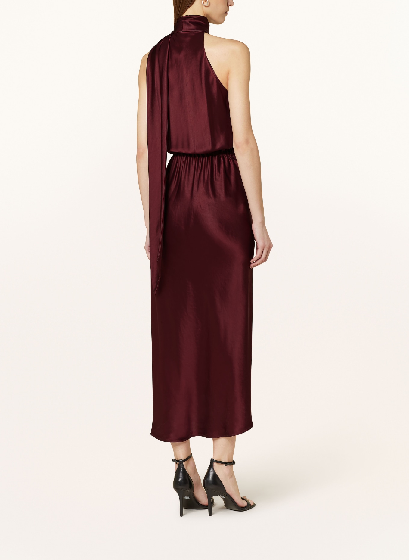 REISS Bow-tie collar dress TAYLA in satin, Color: 64 BURGUNDY (Image 3)