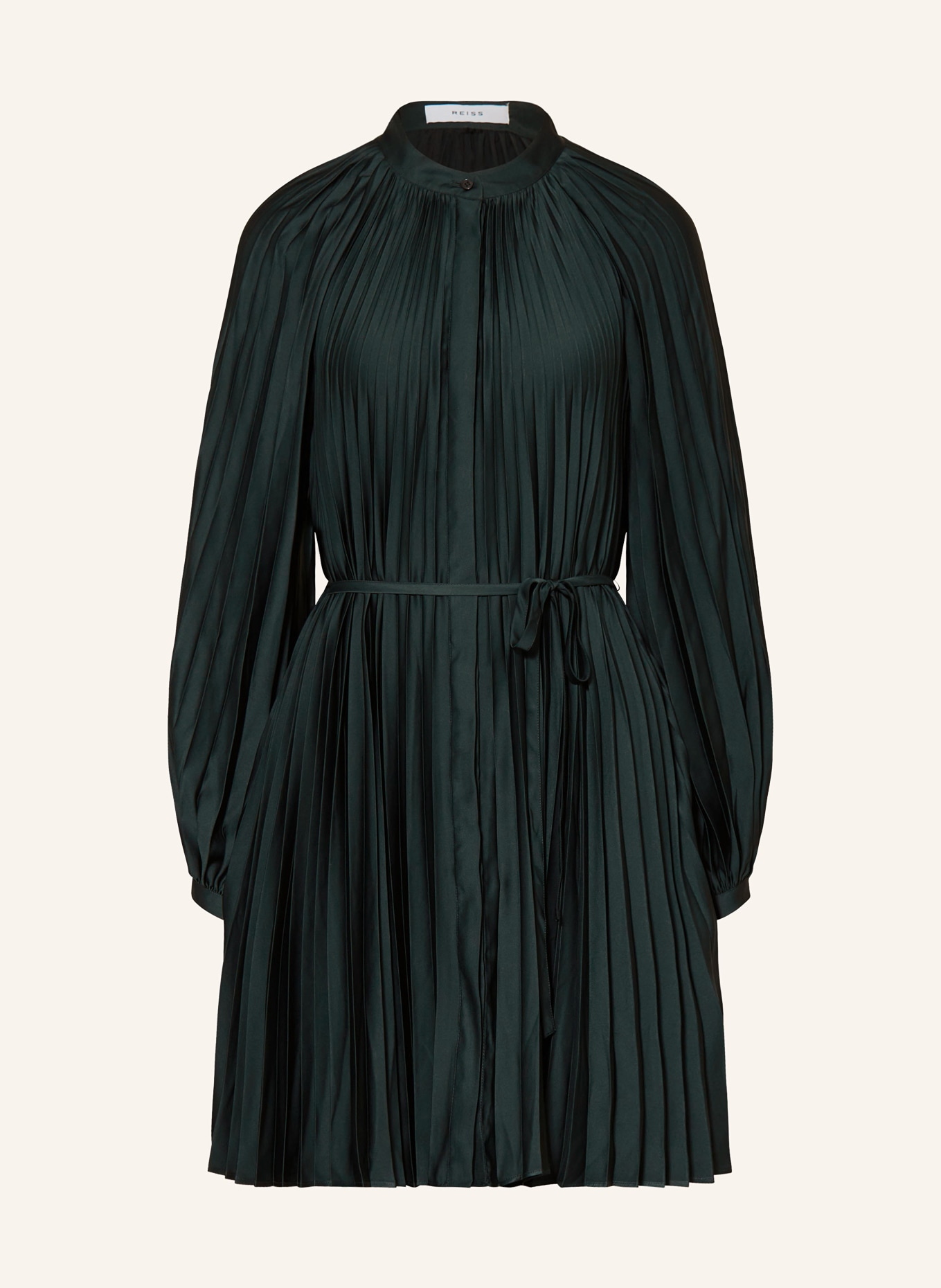 REISS Košilové šaty TRINA s plisováním, Barva: TMAVĚ ZELENÁ (Obrázek 1)