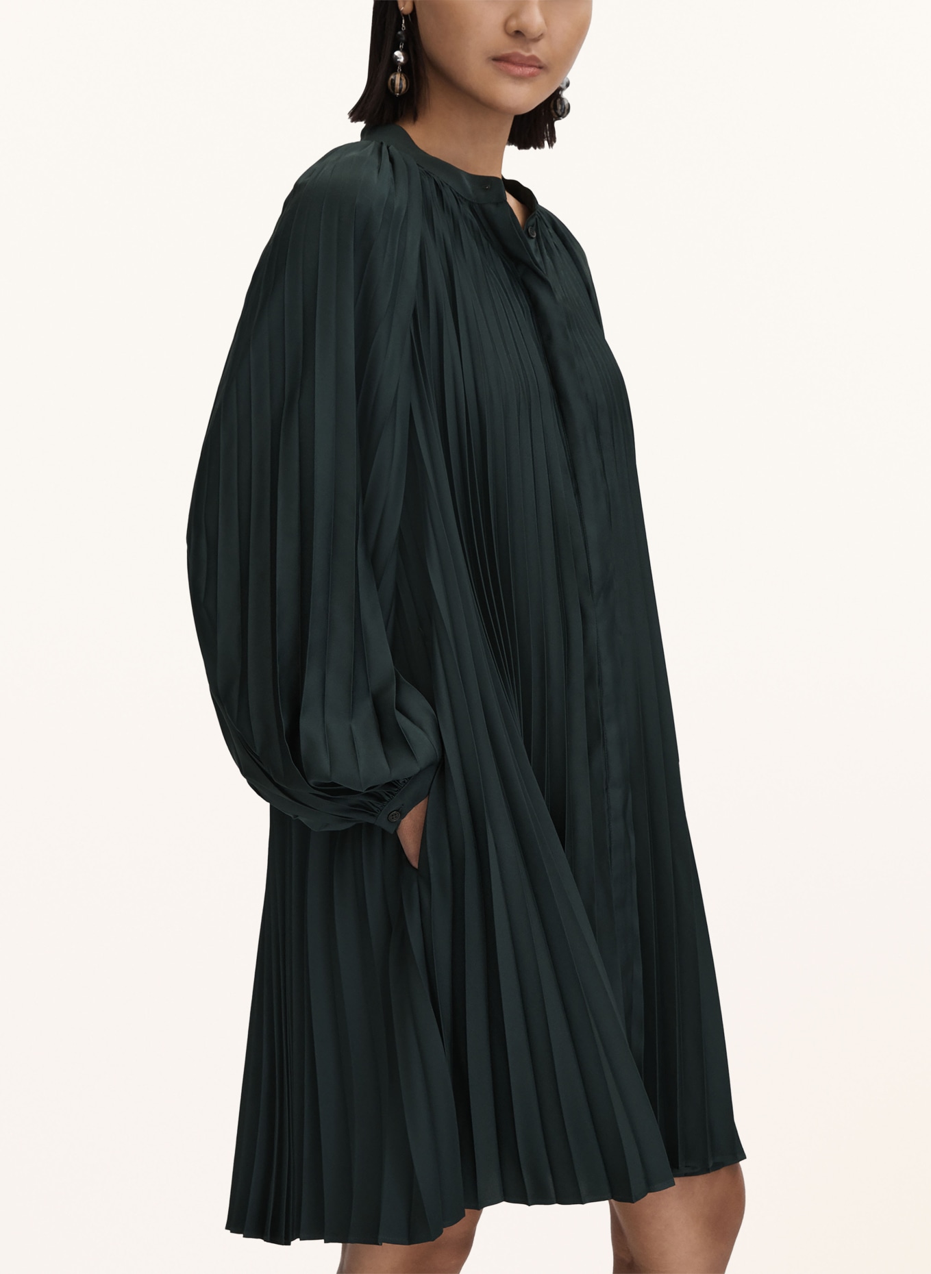 REISS Shirt dress TRINA with pleats, Color: DARK GREEN (Image 4)