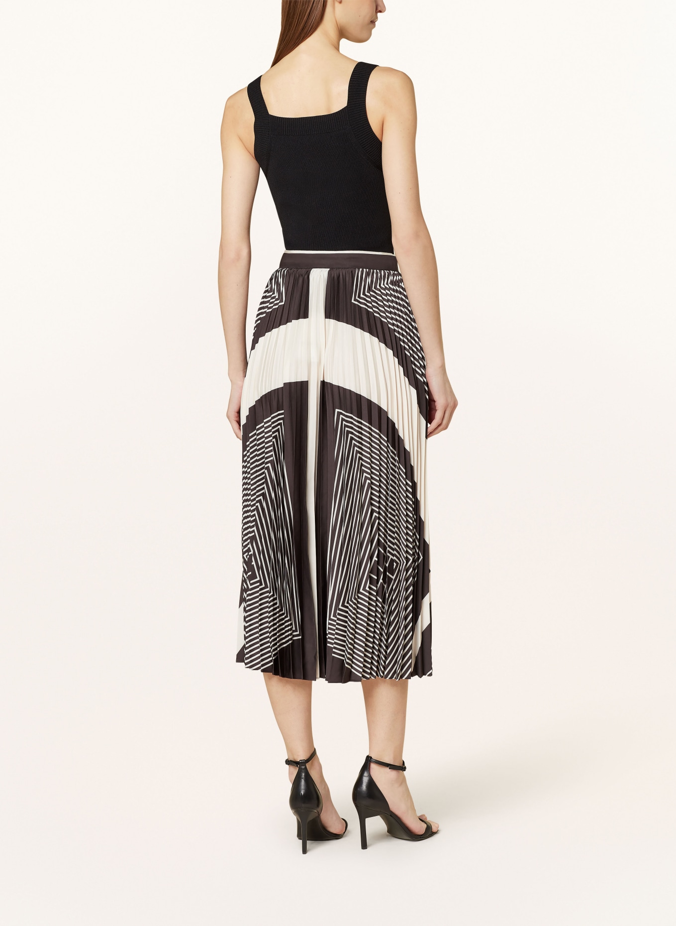 REISS Pleated skirt GABI, Color: BLACK/ ECRU (Image 3)
