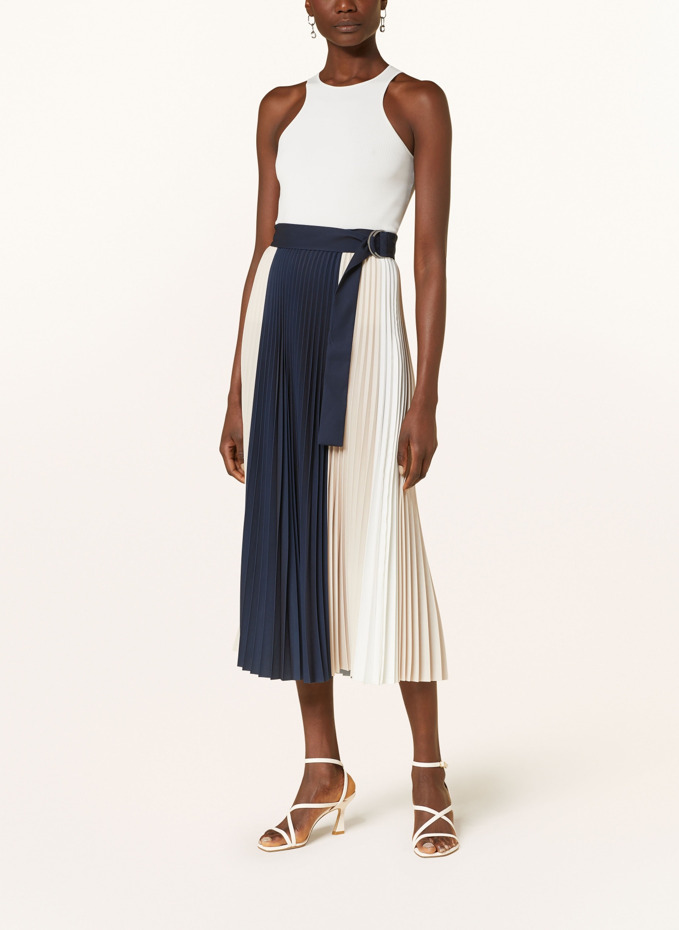 REISS Pleated skirt AVA, Color: DARK BLUE/ NUDE/ WHITE (Image 2)