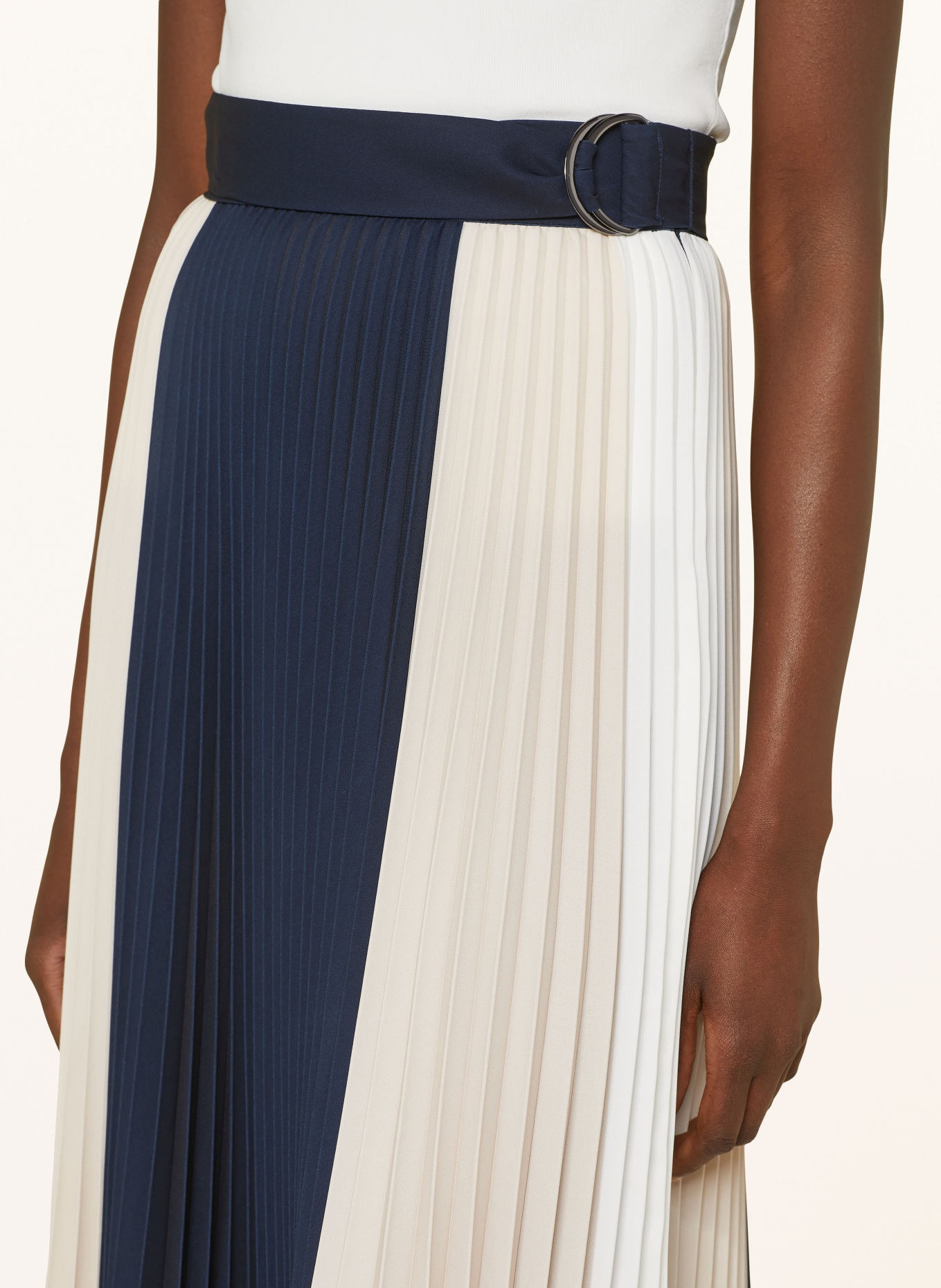 REISS Pleated skirt AVA, Color: DARK BLUE/ NUDE/ WHITE (Image 4)