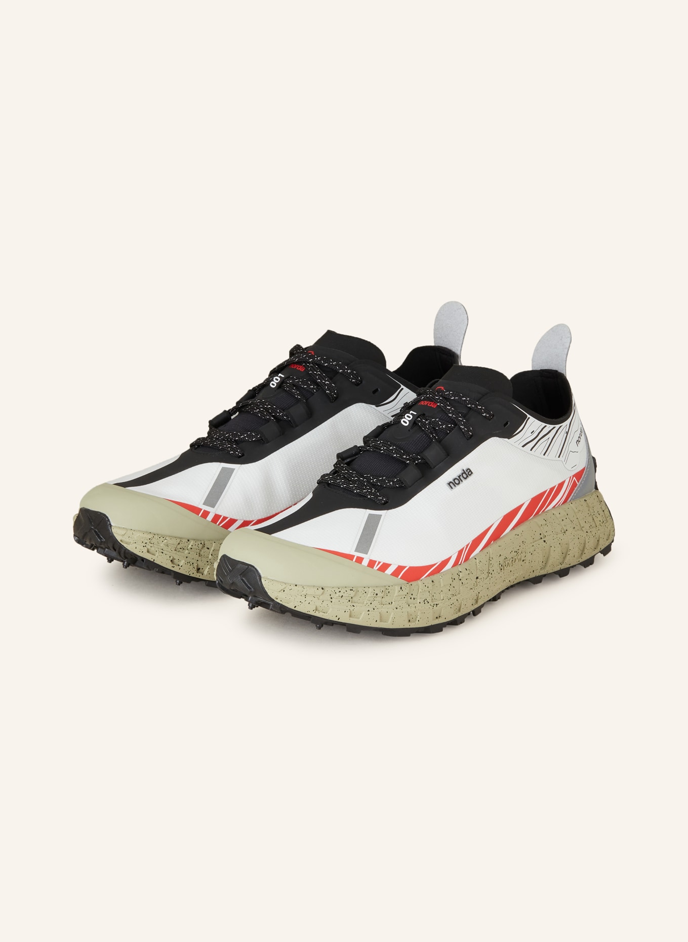 norda Trail running shoes 001 RZ, Color: WHITE/ BLACK/ RED (Image 1)