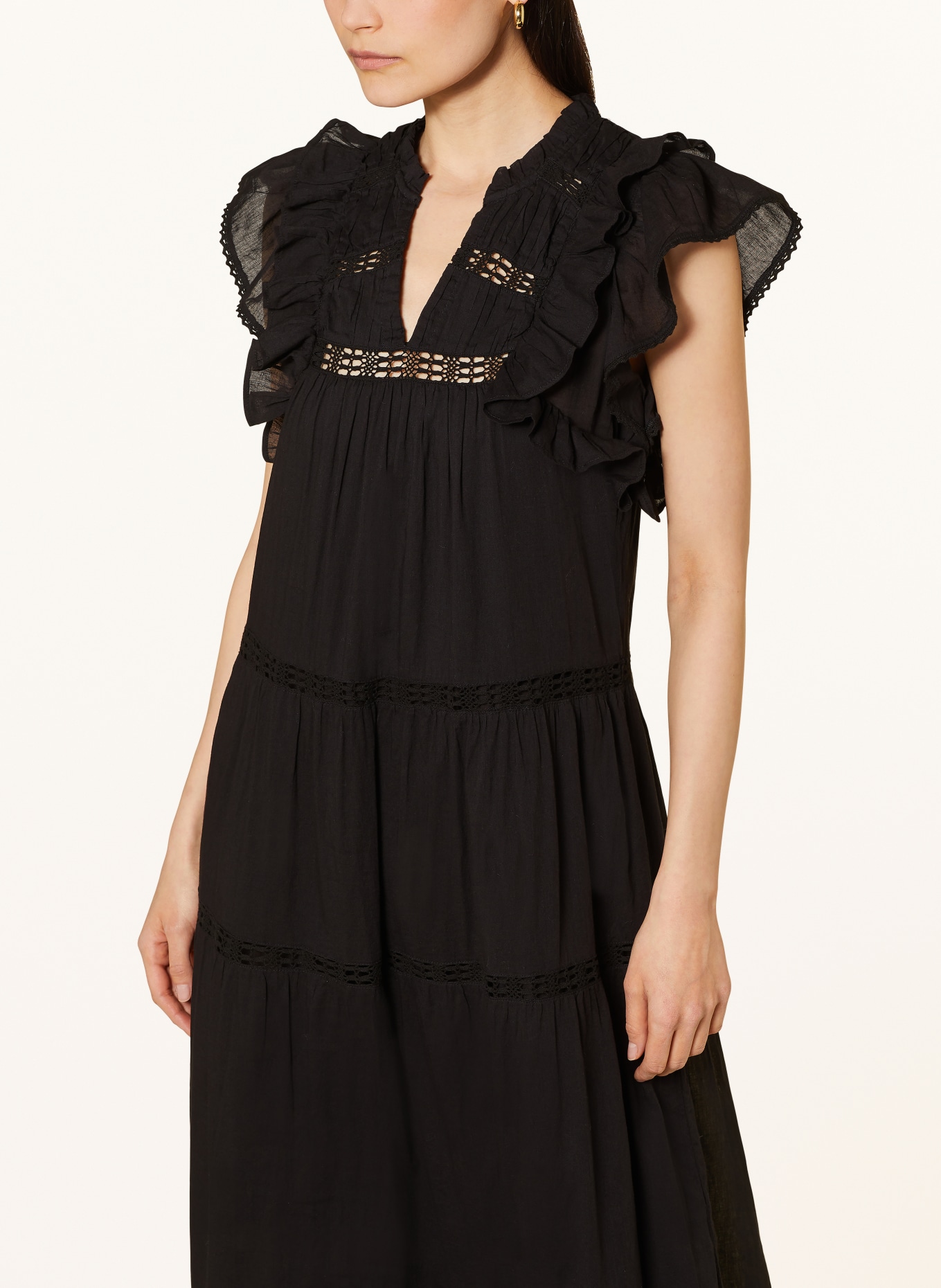 NEO NOIR Dress ANKITA with broderie anglaise, Color: BLACK (Image 4)