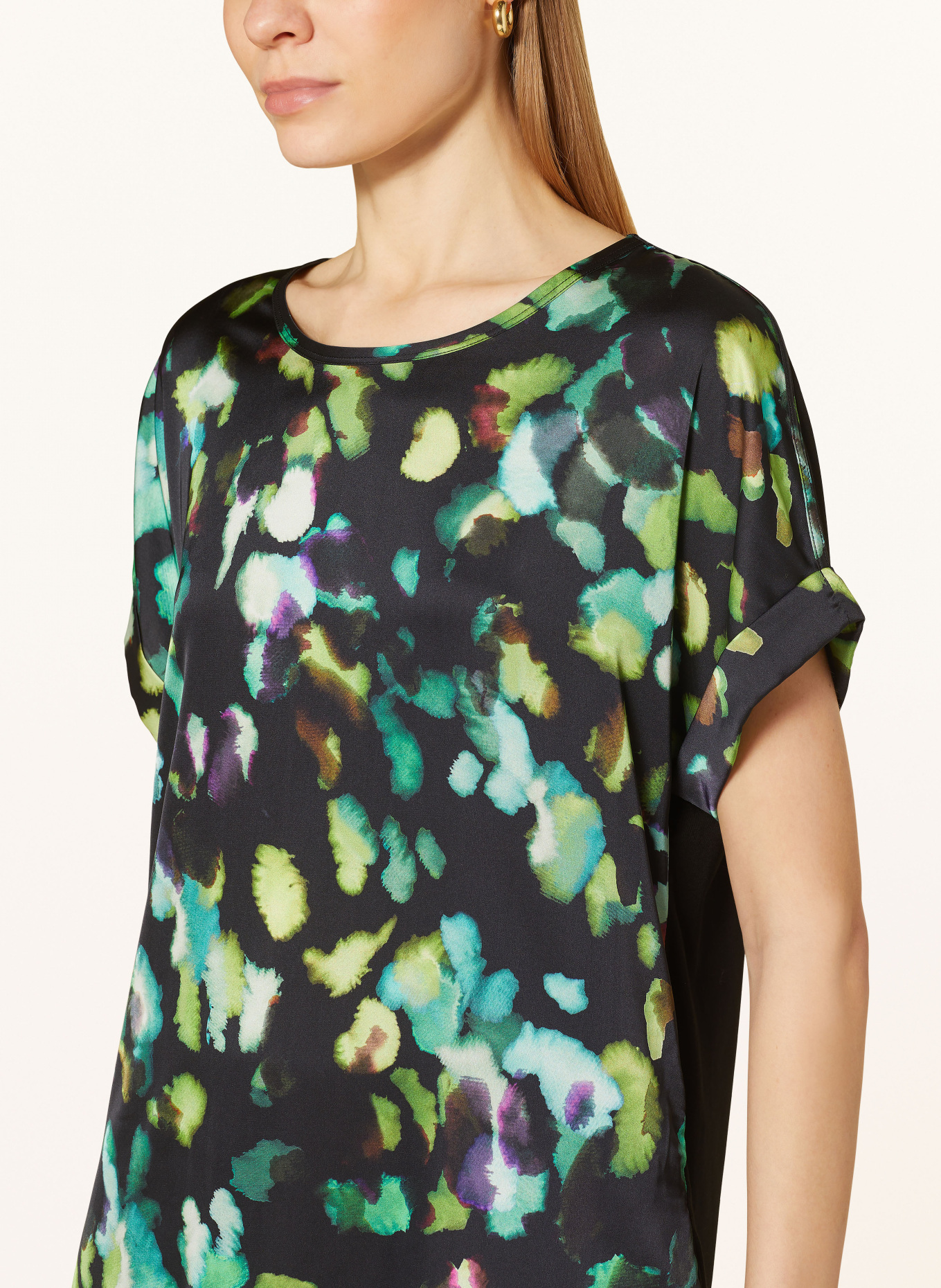 Joseph Ribkoff Shirt blouse in mixed materials, Color: GREEN/ BLACK/ LIGHT GREEN (Image 4)