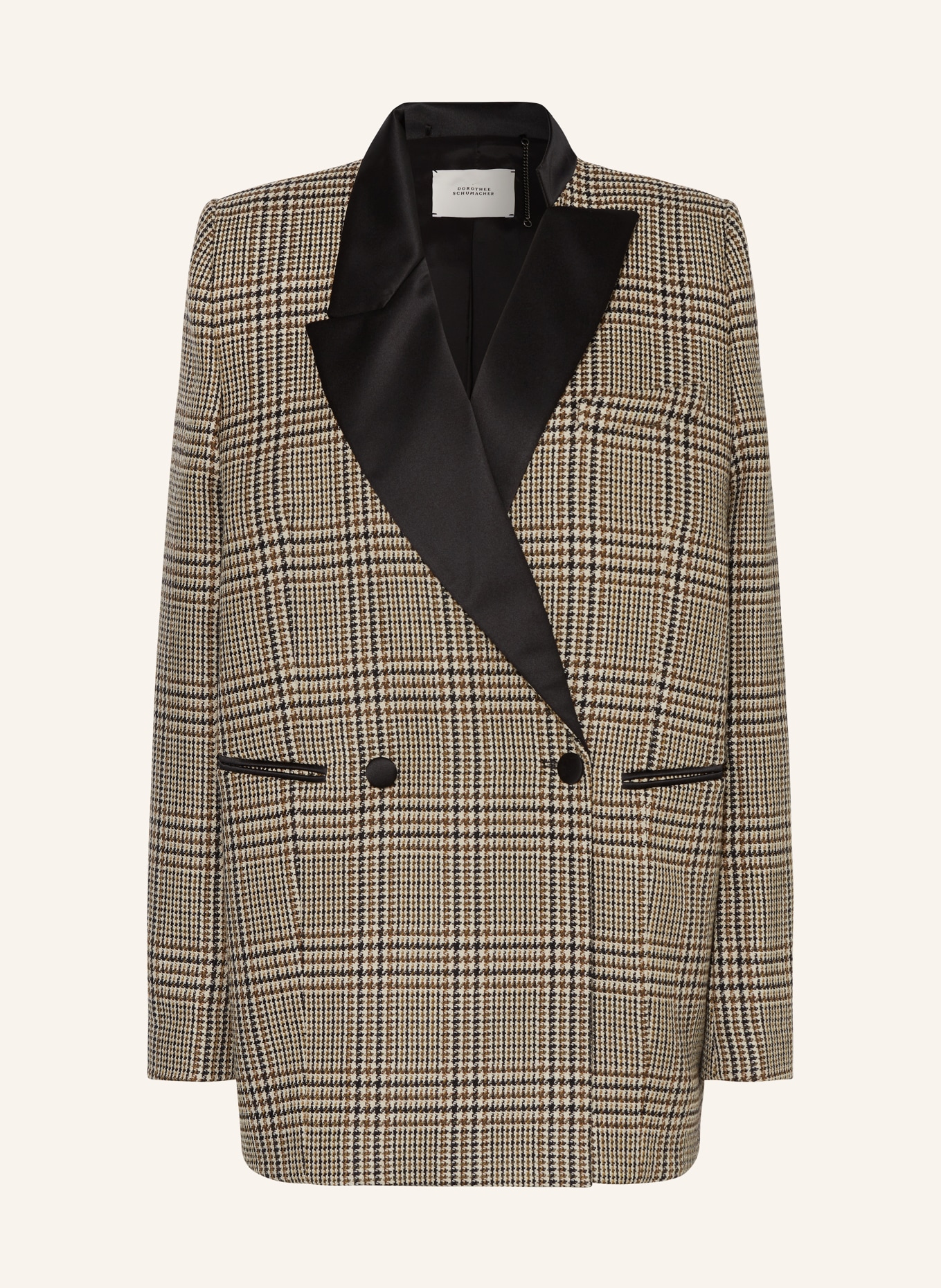 DOROTHEE SCHUMACHER Blezer oversize GRAPHIC ELEGANCE: BEŻOWY / BRĄZOWY / CIEMNOBRĄZOWY