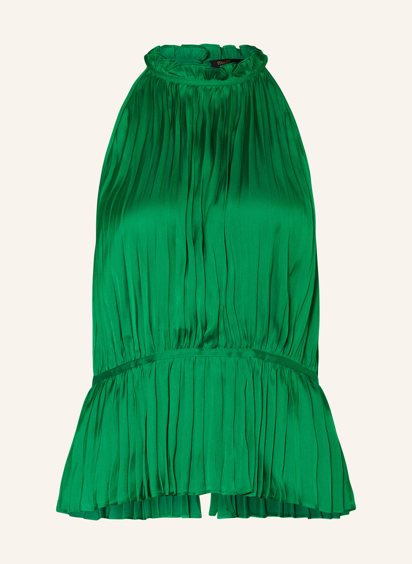 maje Bluzka bez rękawów z satyny z plisami, Kolor: ZIELONY (Obrazek 1)