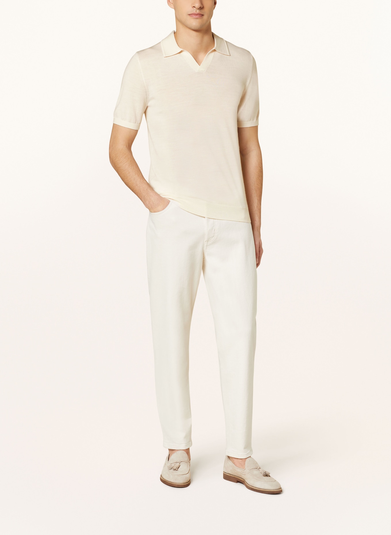 REISS Knitted polo shirt DUCHIE, Color: CREAM (Image 2)