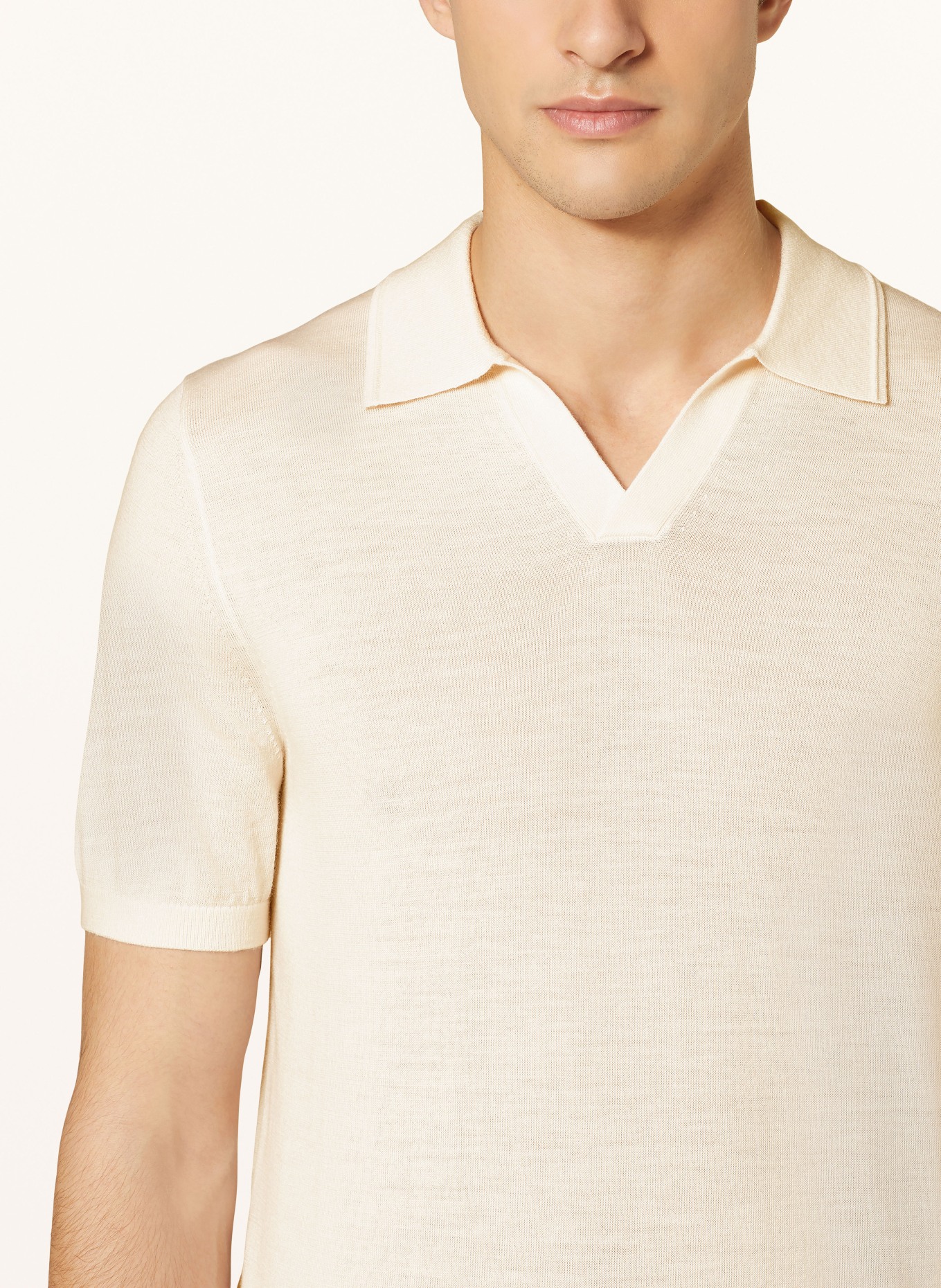REISS Knitted polo shirt DUCHIE, Color: CREAM (Image 4)