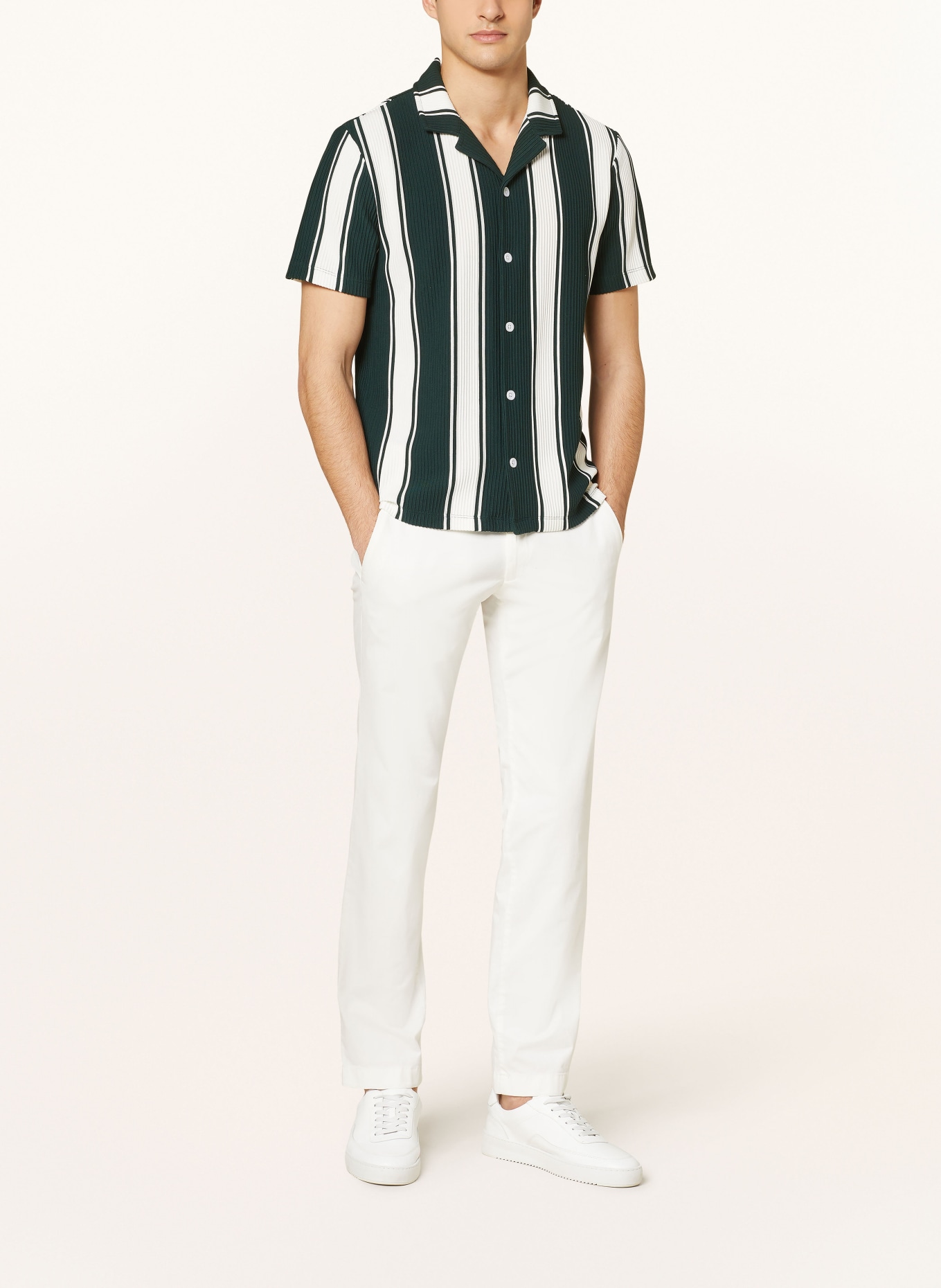 REISS Resort shirt ALTON regular fit, Color: DARK GREEN/ WHITE (Image 2)